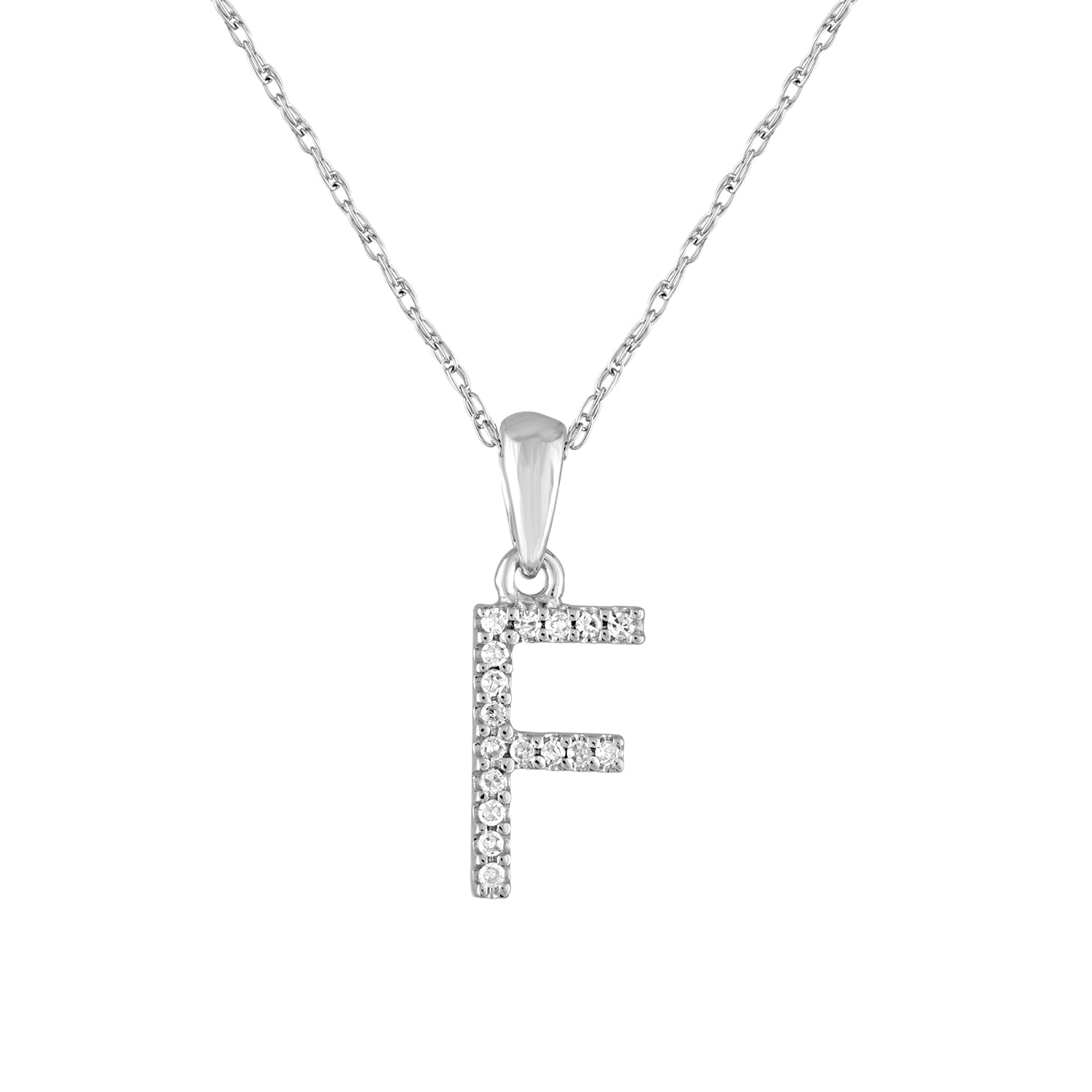 14K Gold Diamond Initial Pendant Necklace with Rope Chain - F