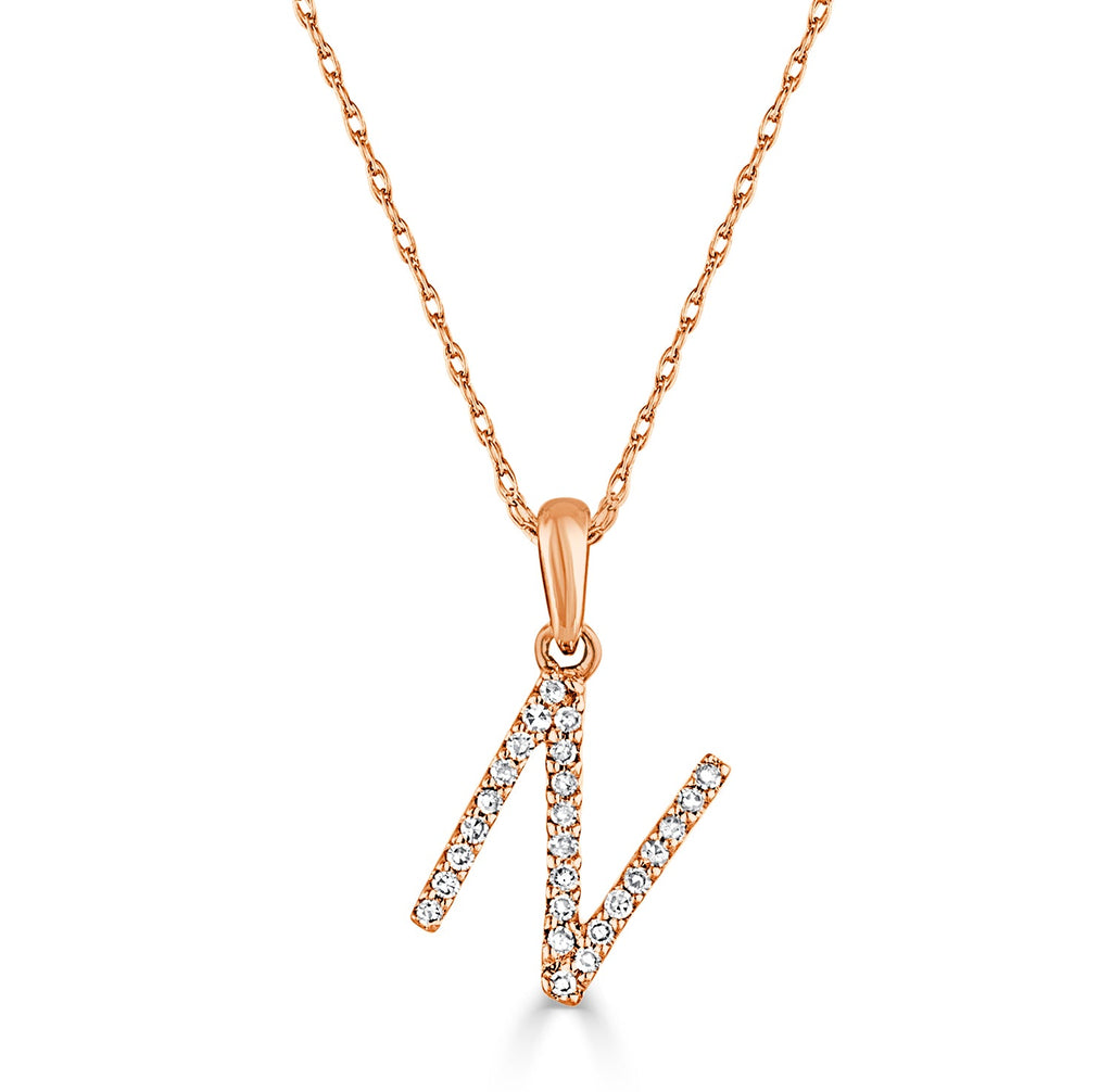 Diamond Initial Pendant Necklace, 14K