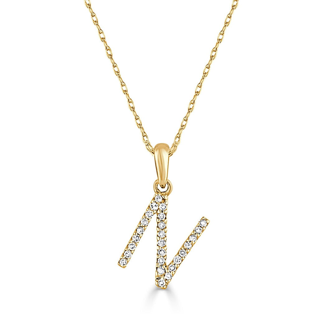 Diamond Initial Pendant Necklace, 14K