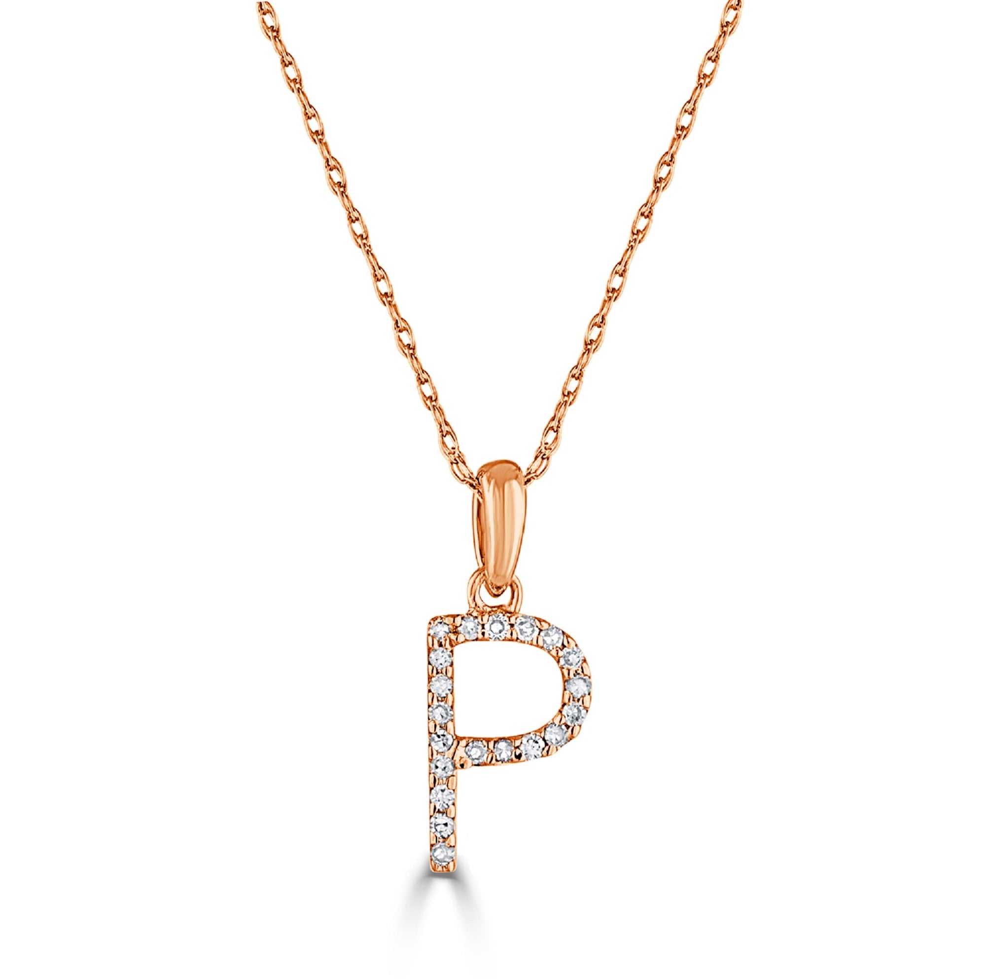 Diamond Initial Pendant Necklace, 14K