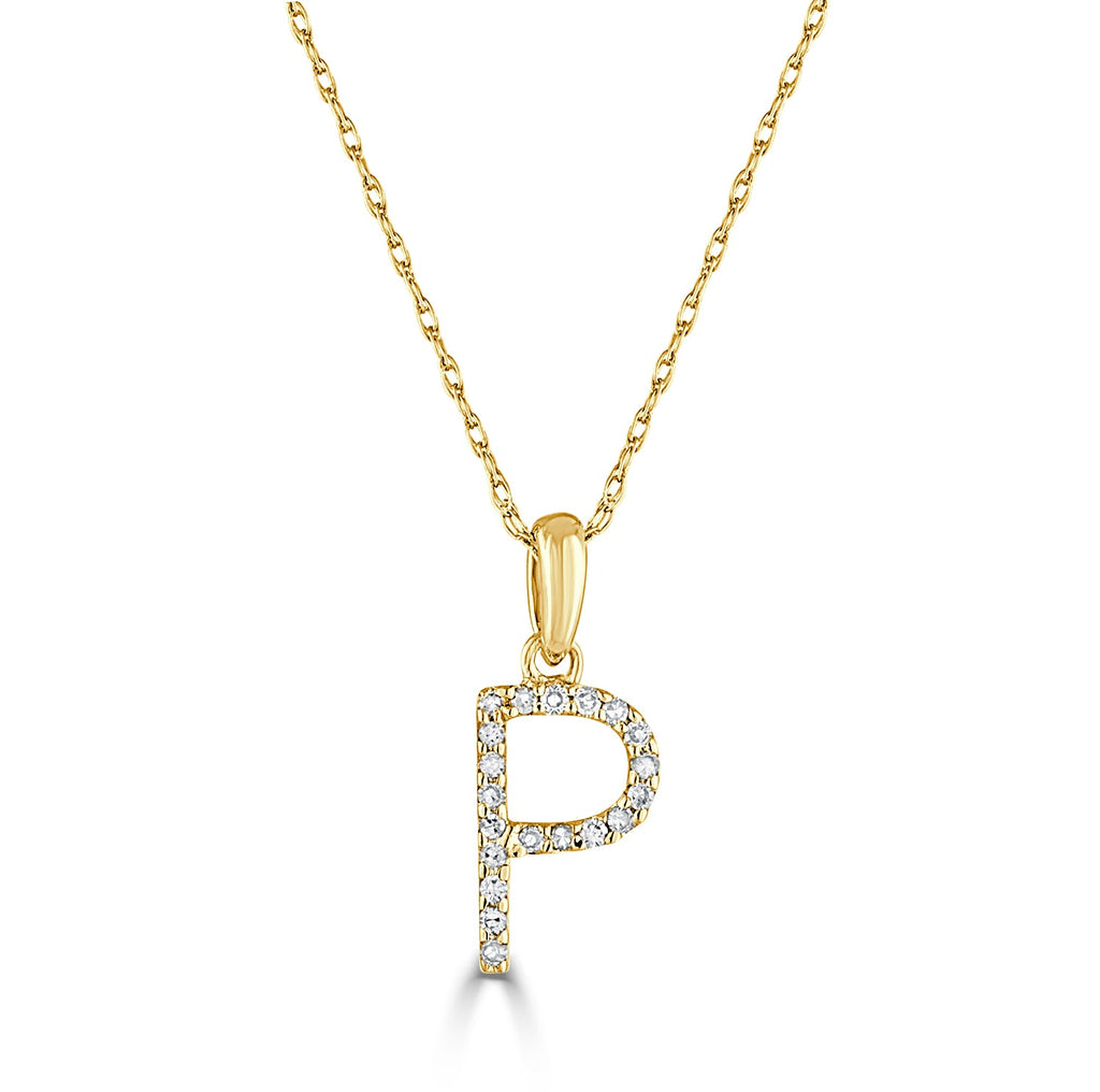 Diamond Initial Pendant Necklace, 14K