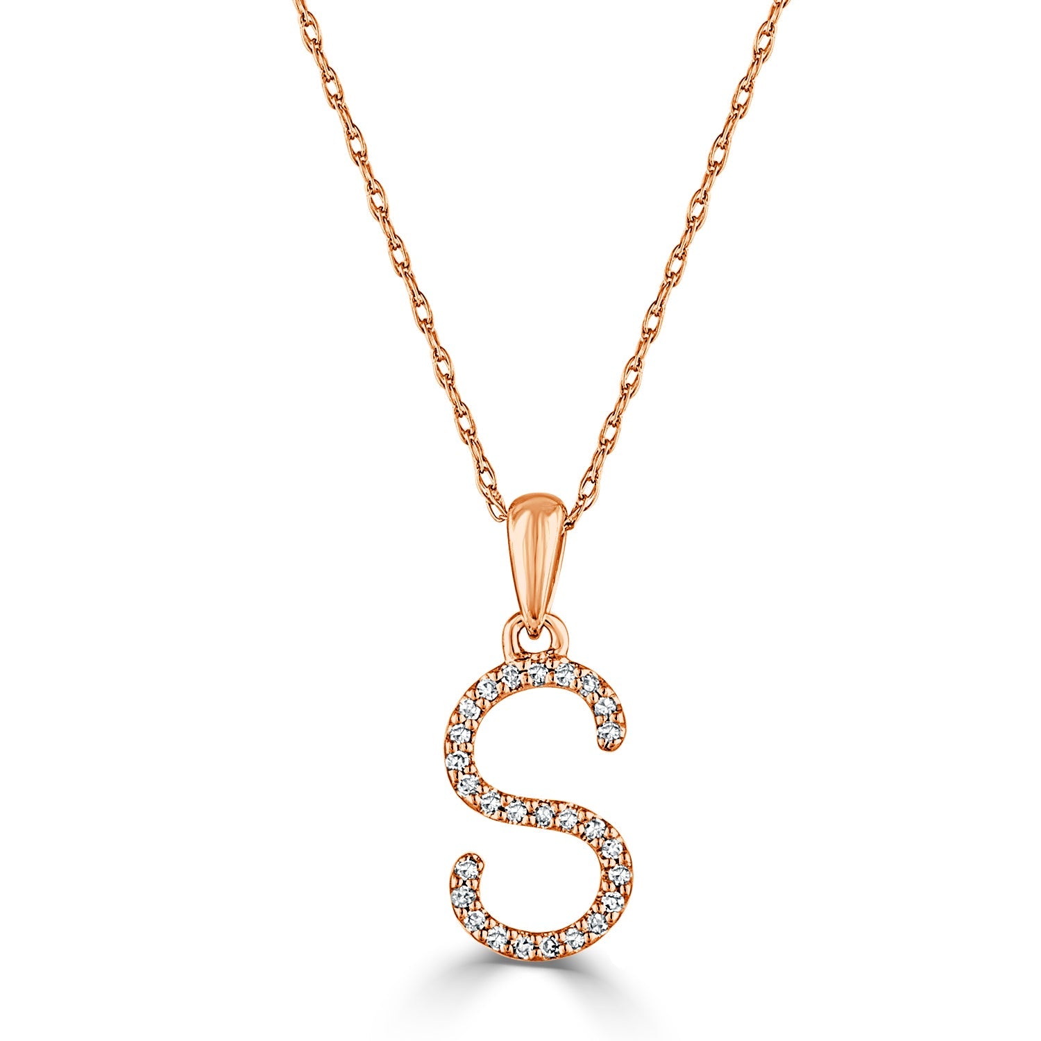 Diamond Initial Pendant Necklace, 14K