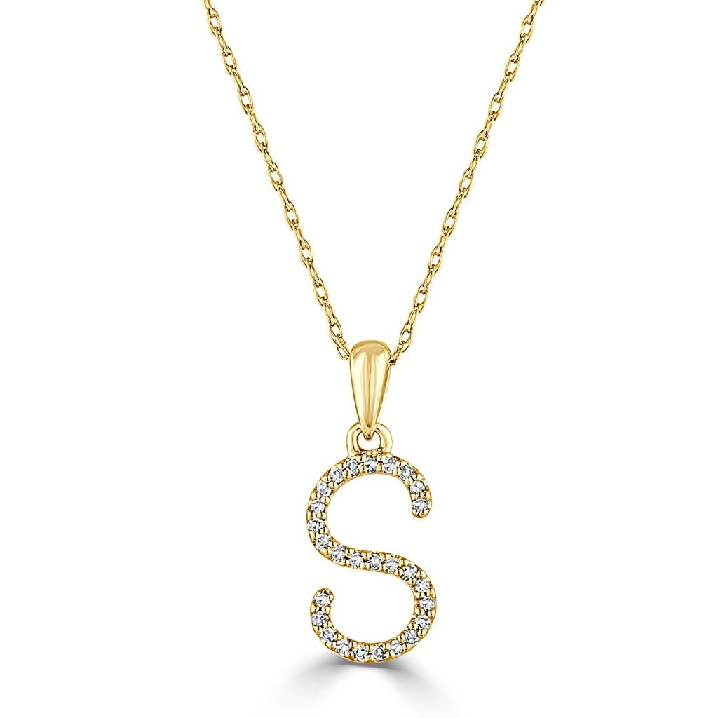 Diamond Initial Pendant Necklace, 14K