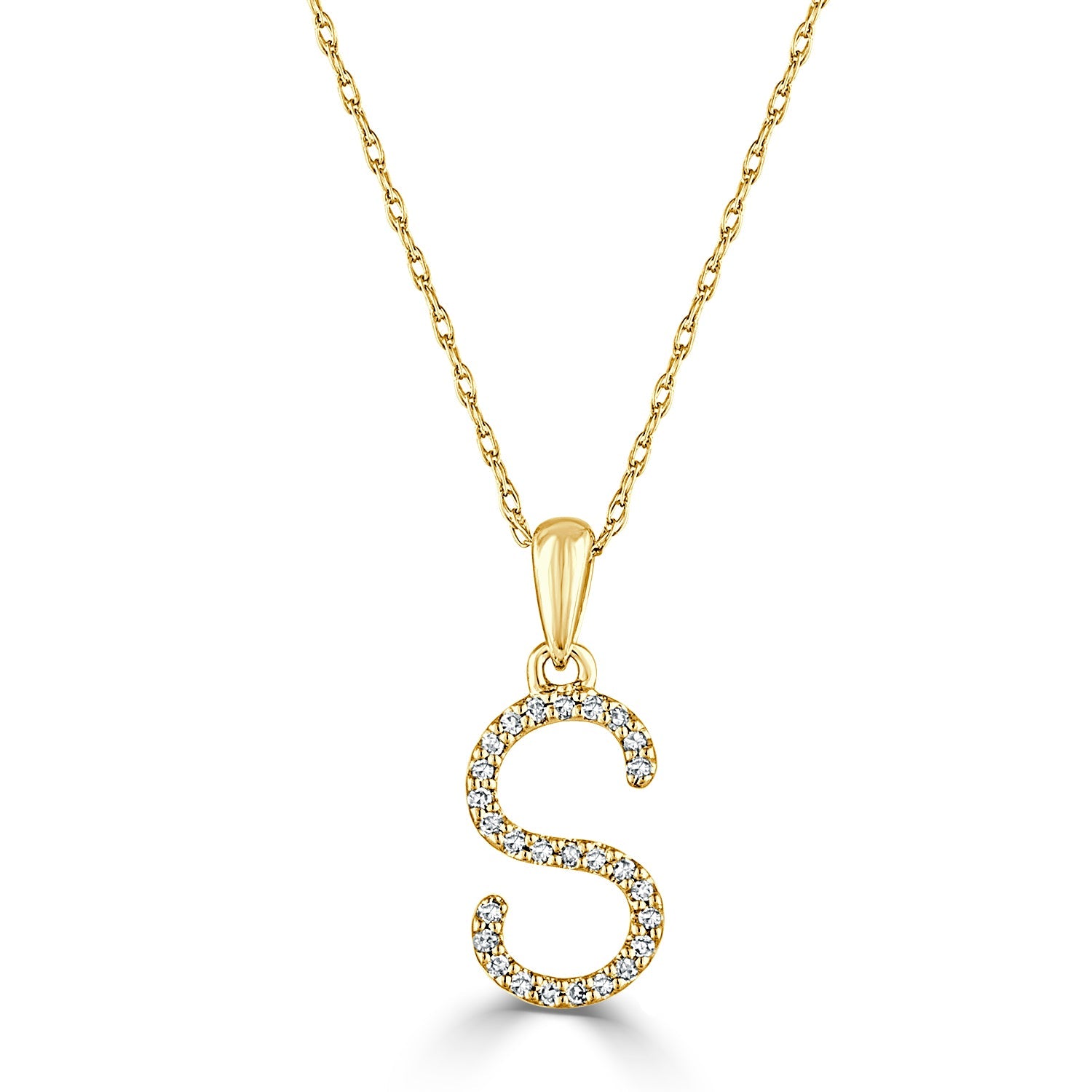 Diamond Initial Pendant Necklace, 14K