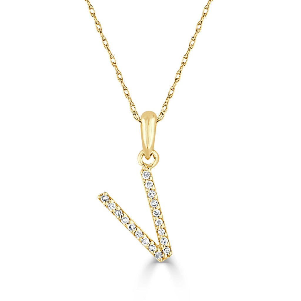 Diamond Initial Pendant Necklace, 14K