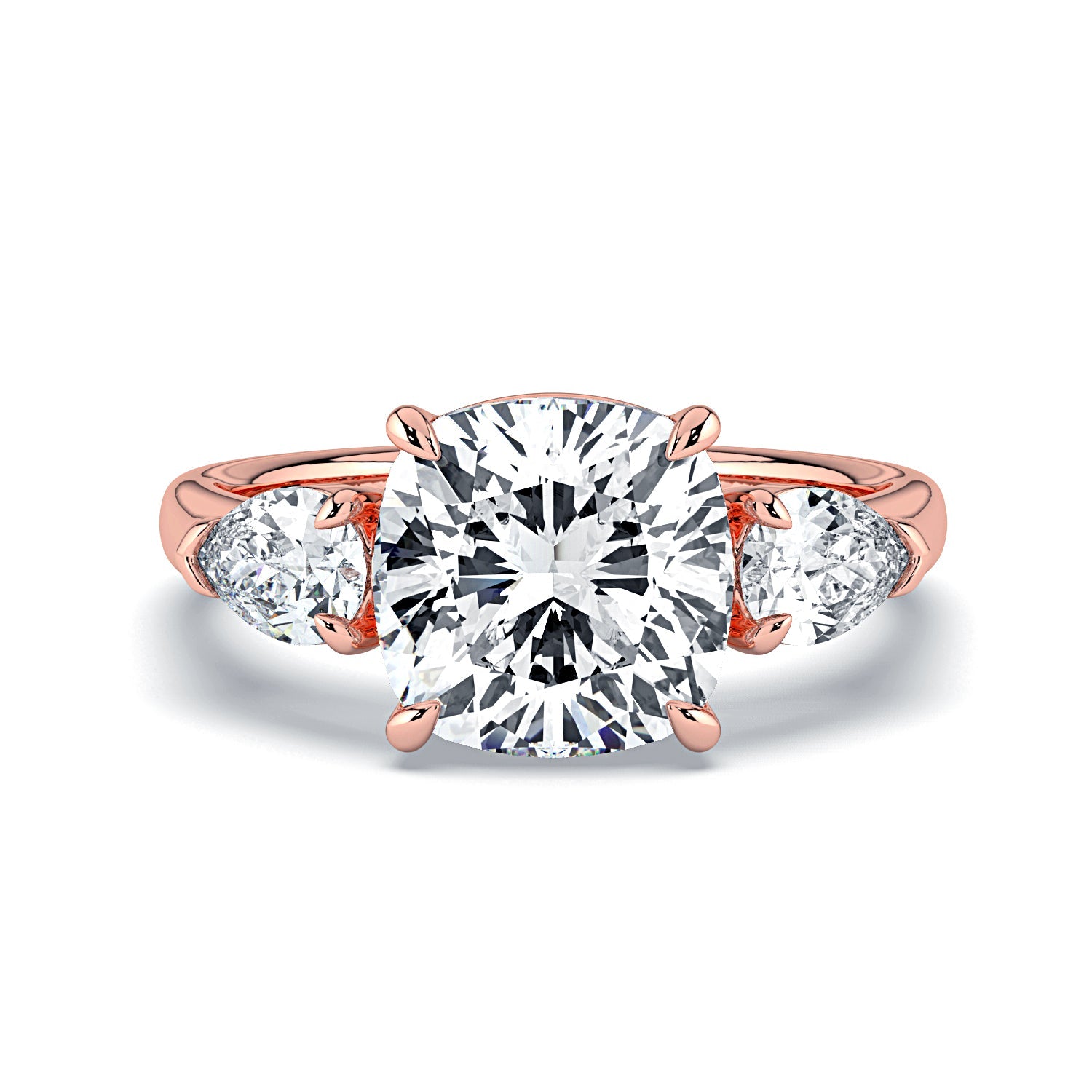 Cushion Cut Diamond Engagement Ring, 18K