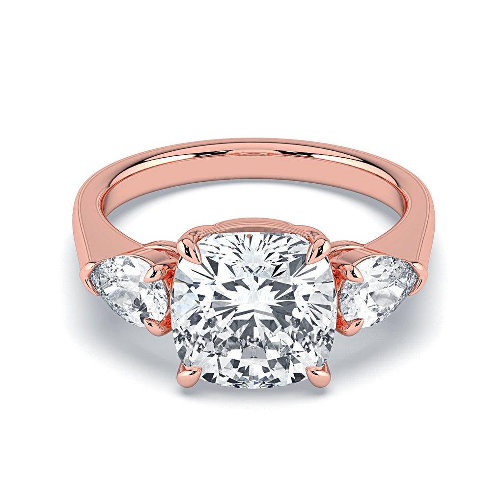 Cushion Cut Diamond Engagement Ring, 18K