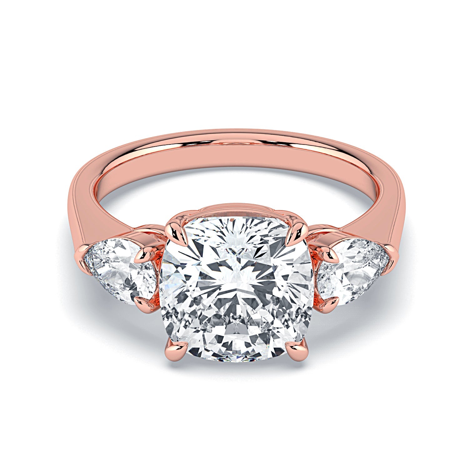 Cushion Cut Diamond Engagement Ring, 18K