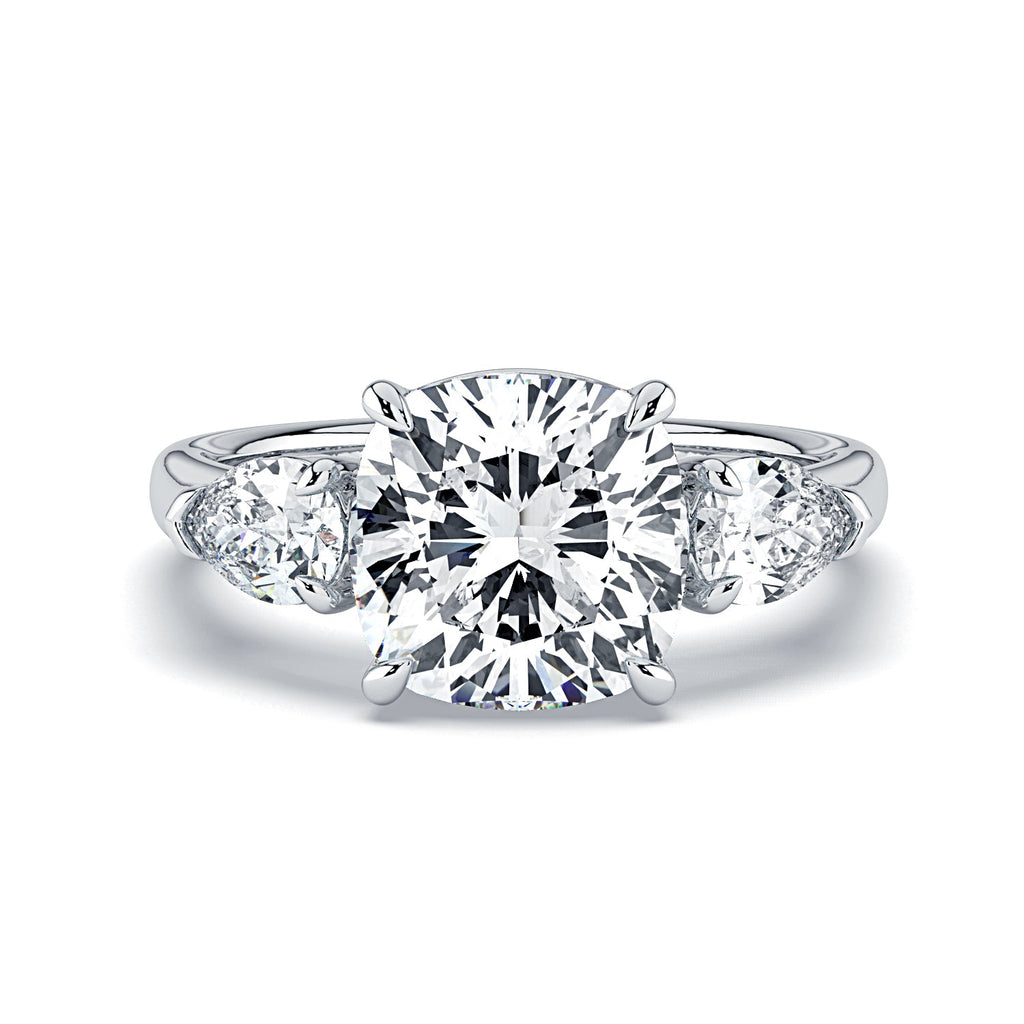 Cushion Cut Diamond Engagement Ring, 18K