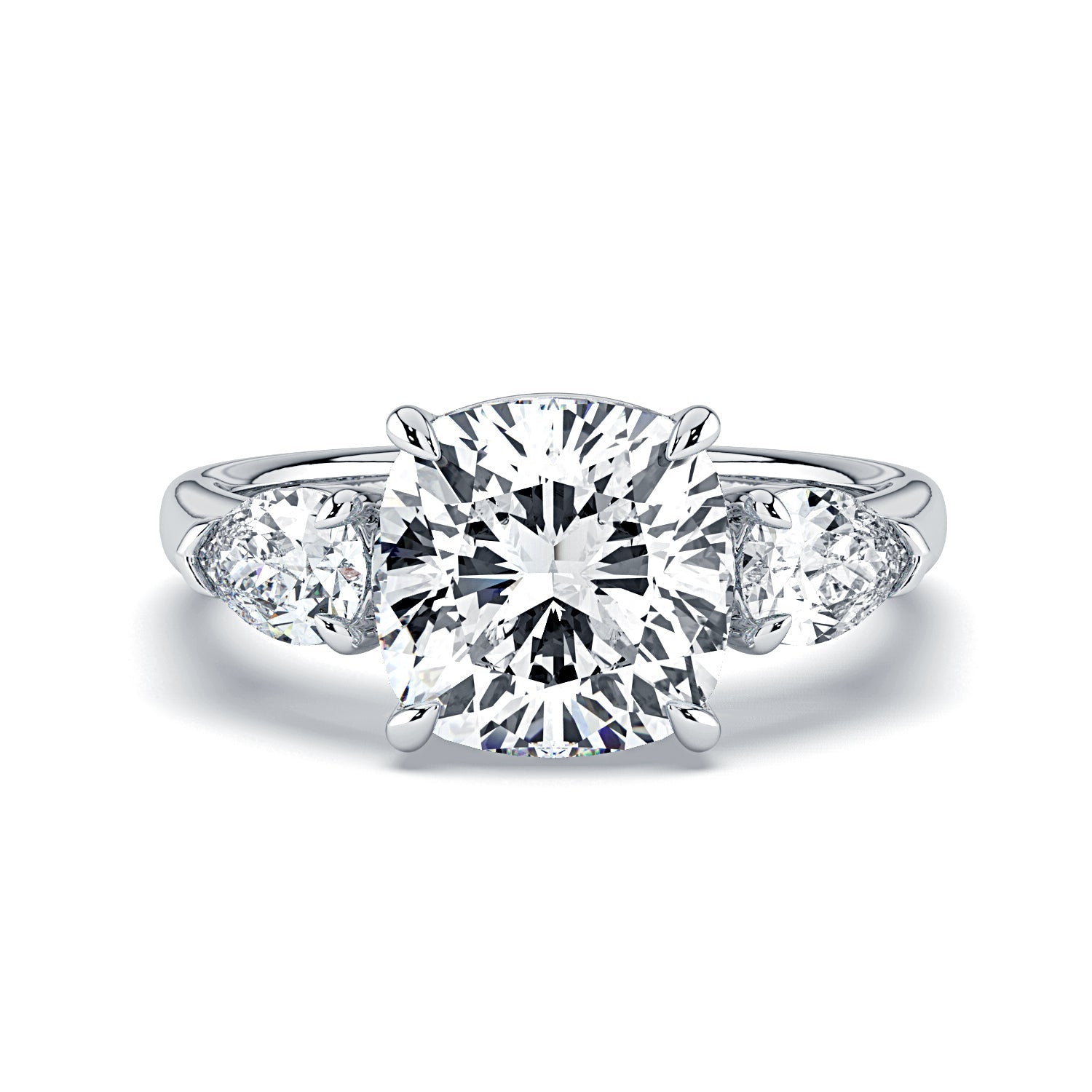 Cushion Cut Diamond Engagement Ring, 18K
