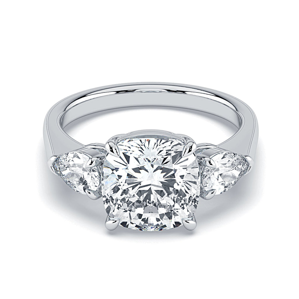 Cushion Cut Diamond Engagement Ring, 18K
