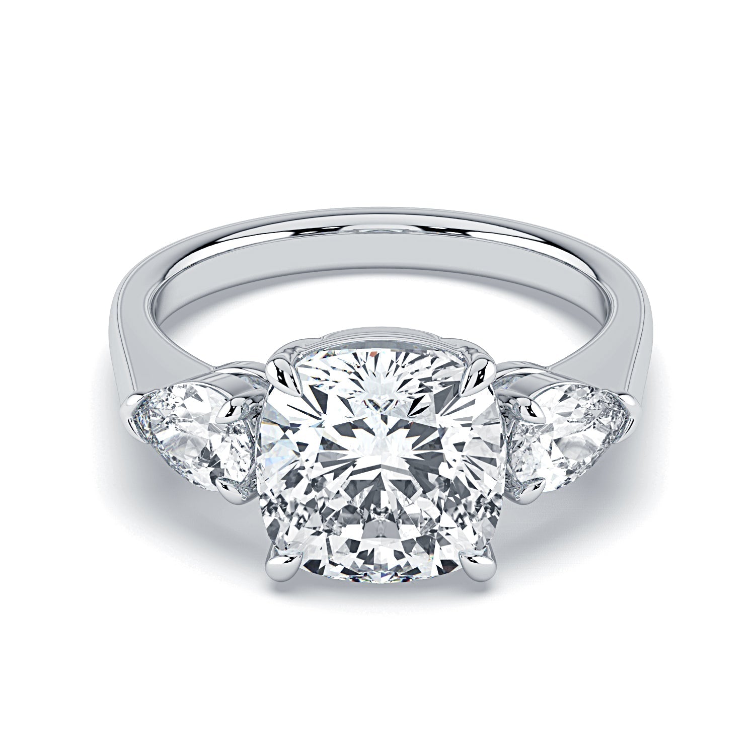 Cushion Cut Diamond Engagement Ring, 18K