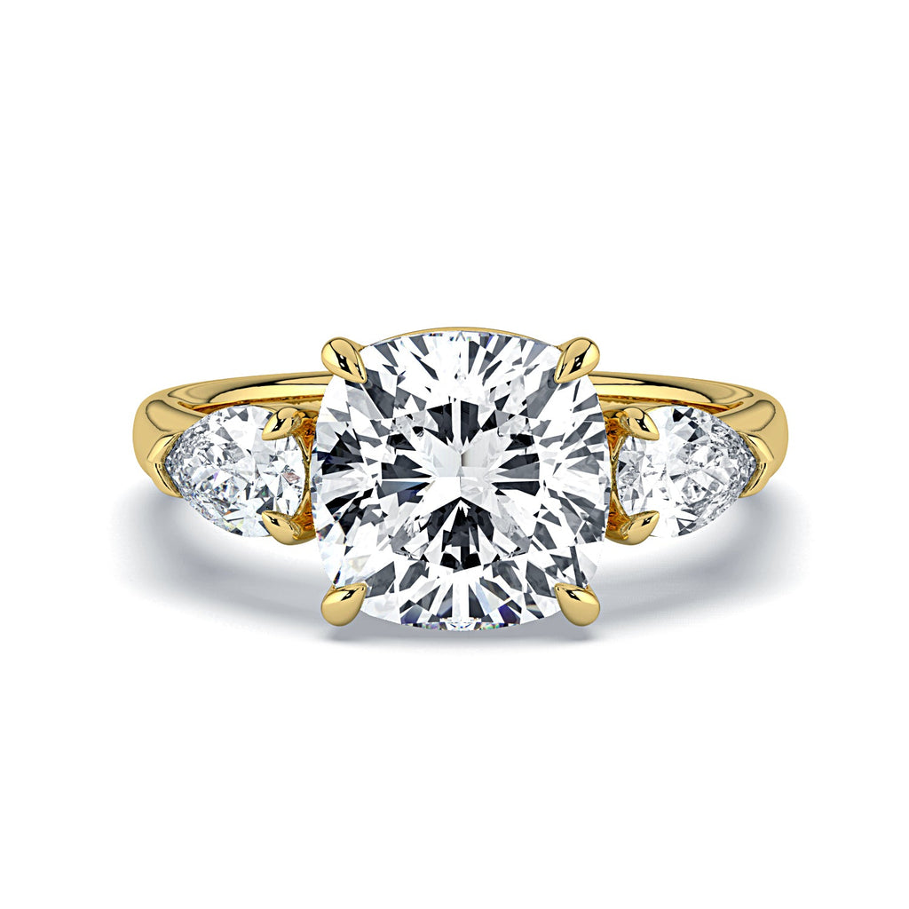 Cushion Cut Diamond Engagement Ring, 18K