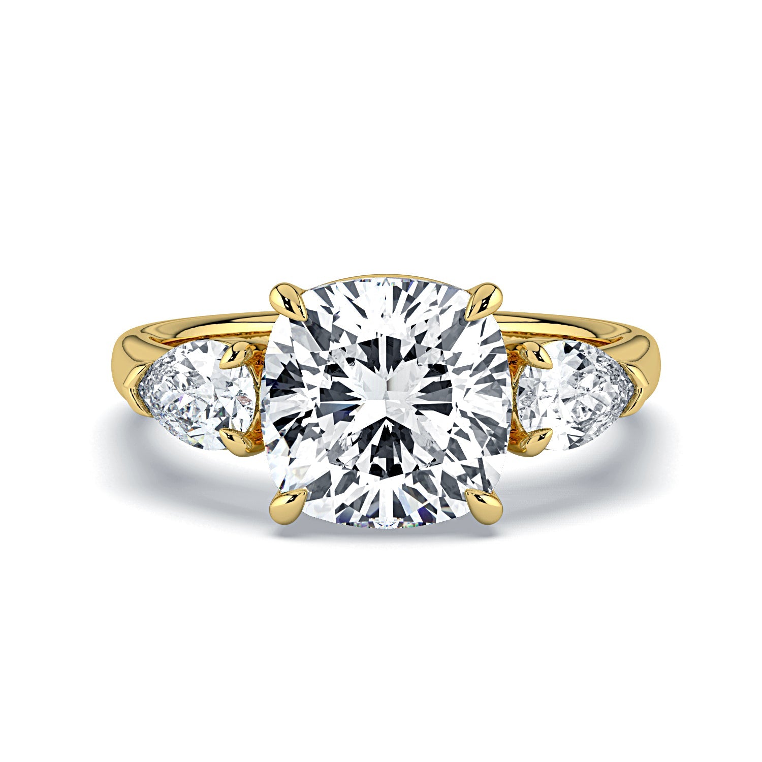 Cushion Cut Diamond Engagement Ring, 18K