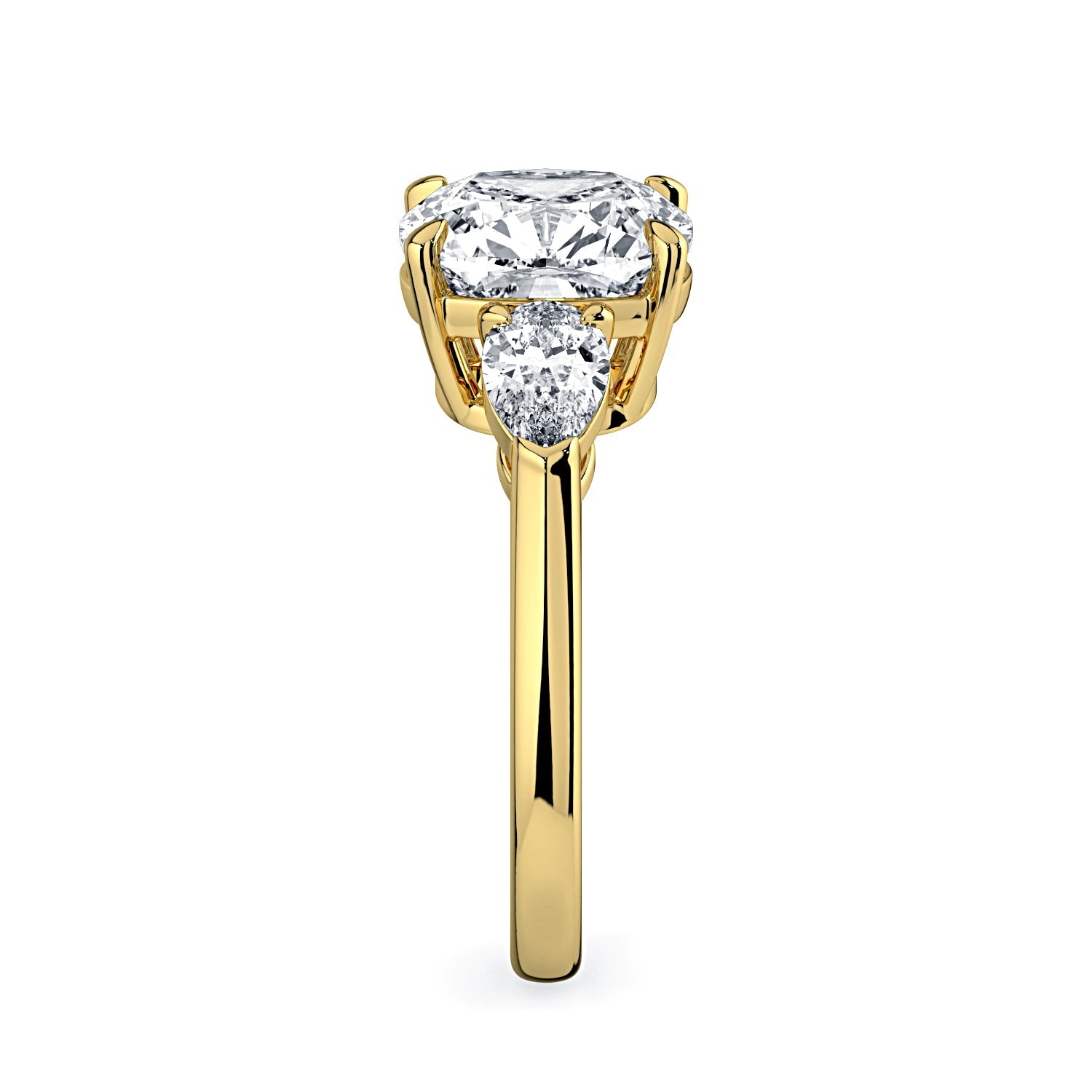 Cushion Cut Diamond Engagement Ring, 18K