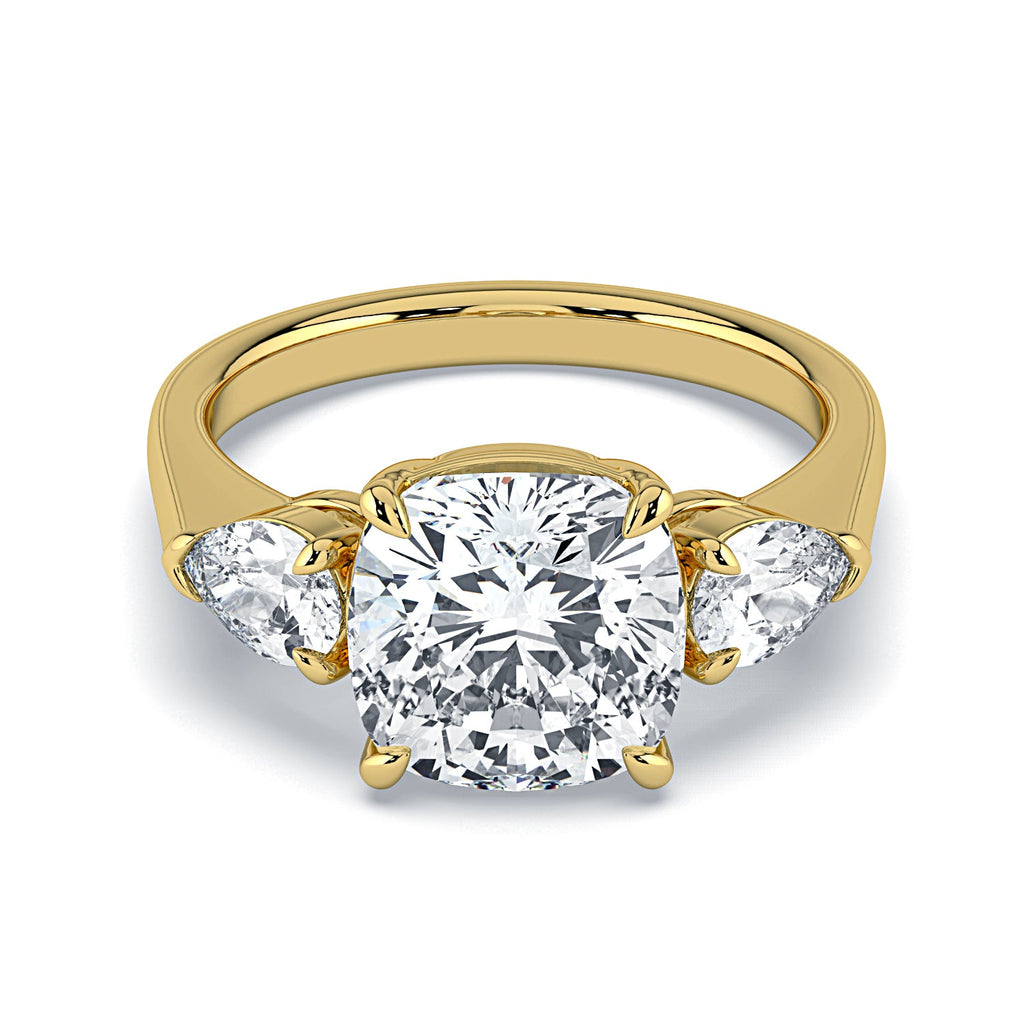 Cushion Cut Diamond Engagement Ring, 18K
