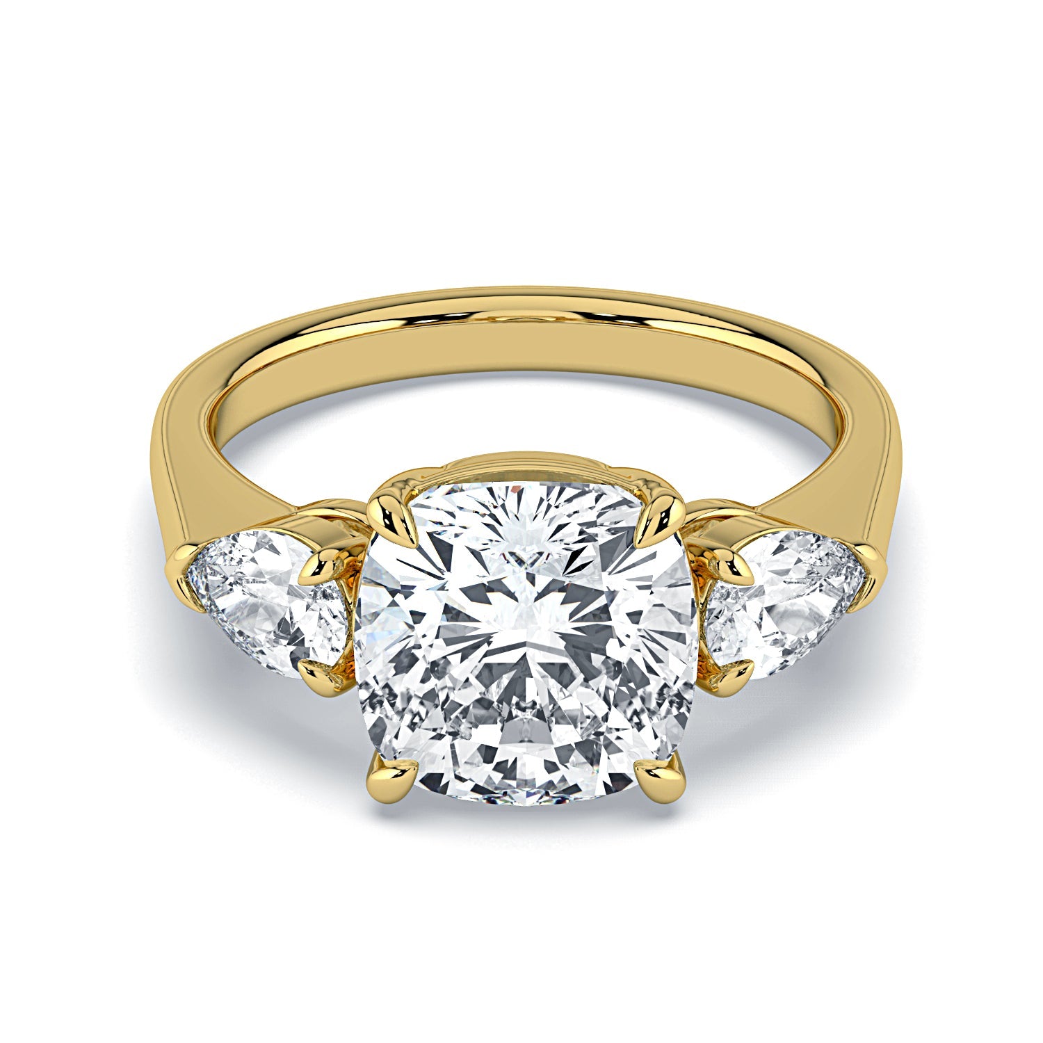 Cushion Cut Diamond Engagement Ring, 18K