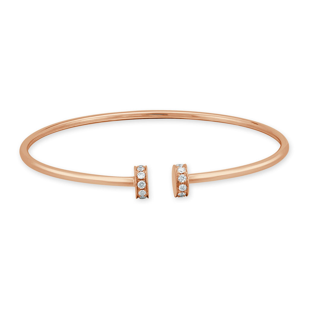 14K Gold Diamond Bangle - Rose