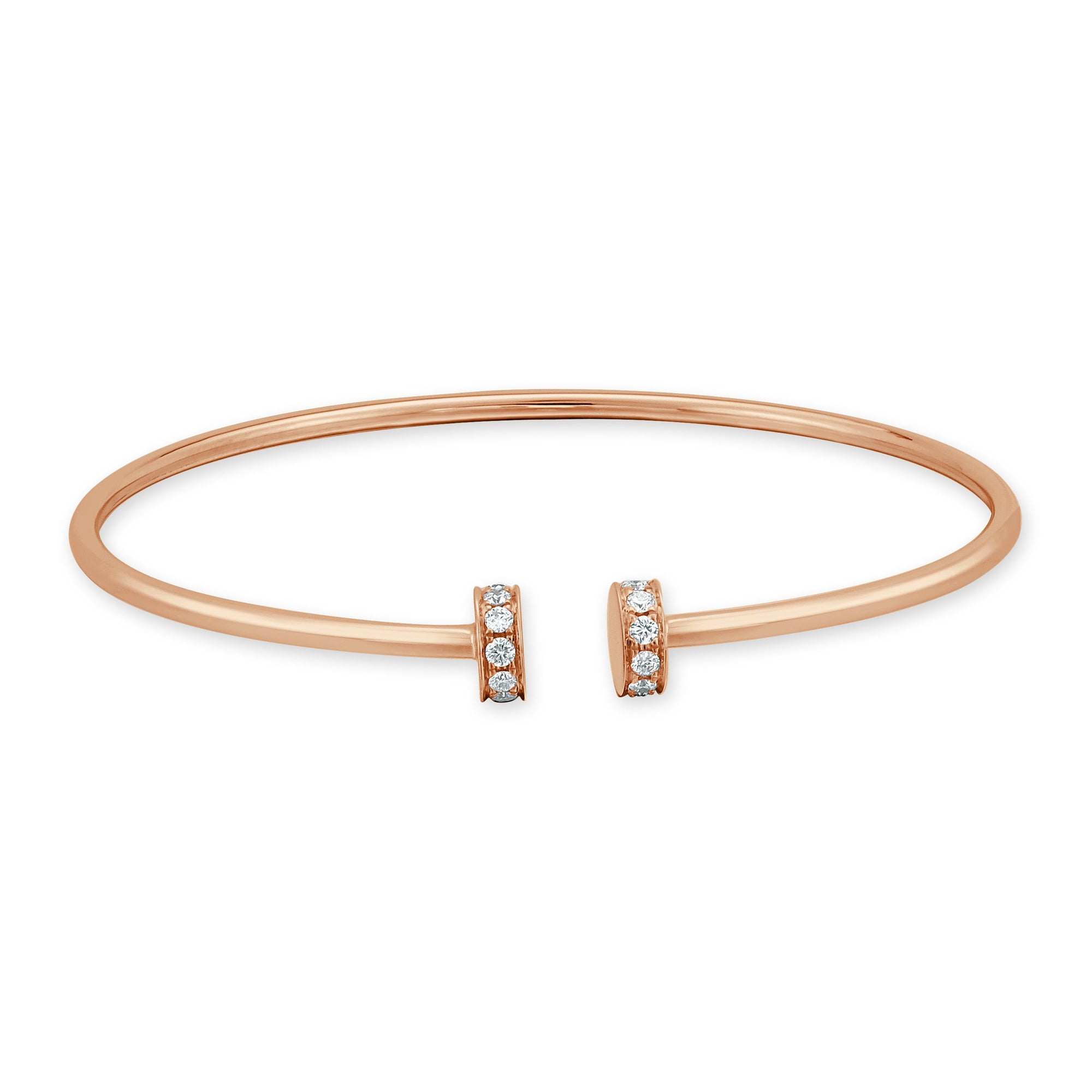 14K Gold Diamond Bangle - Rose
