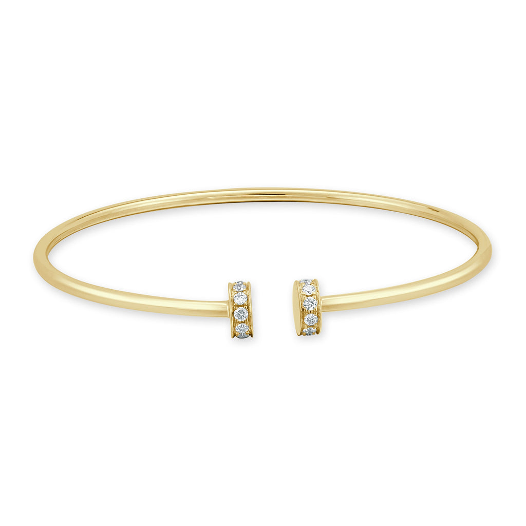 14K Gold Diamond Bangle - Yellow