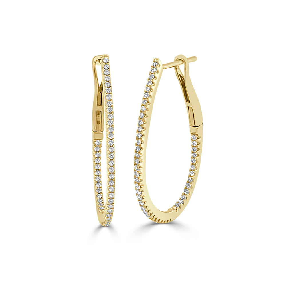 14K Gold Diamond Pear Shaped Hoop Earrings – Yellow