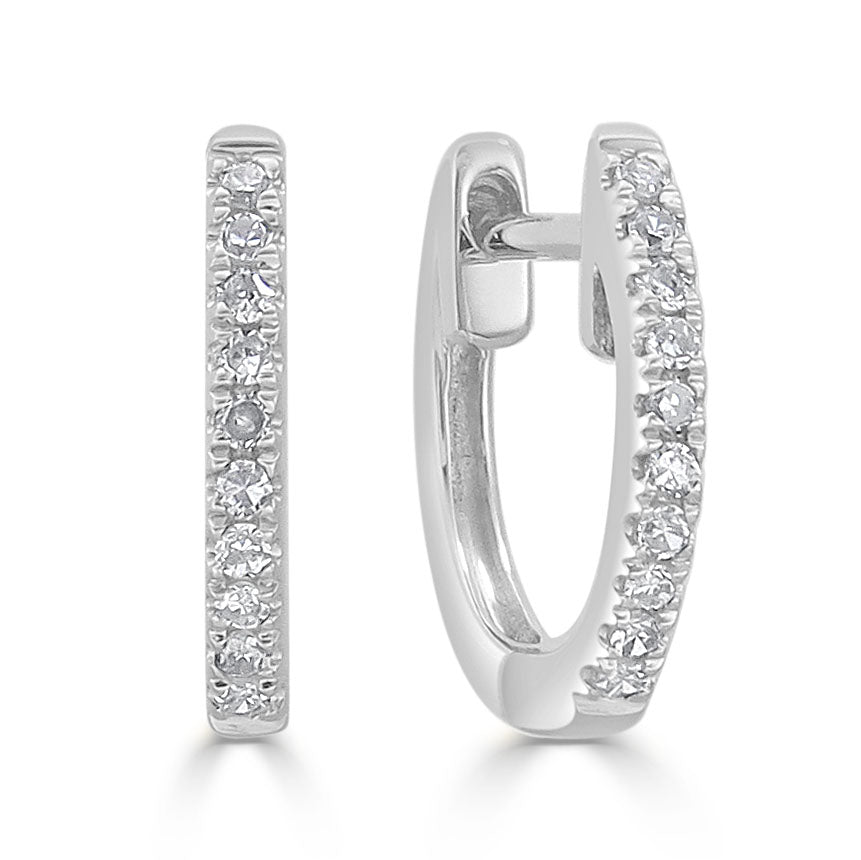 Diamond Huggie Earrings, 14K.