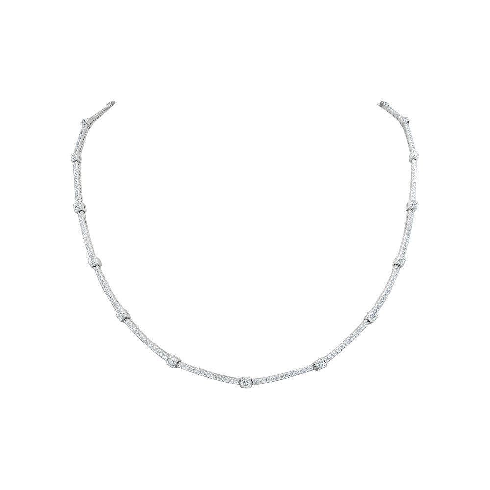 18K Gold Diamond Tennis Necklace - White