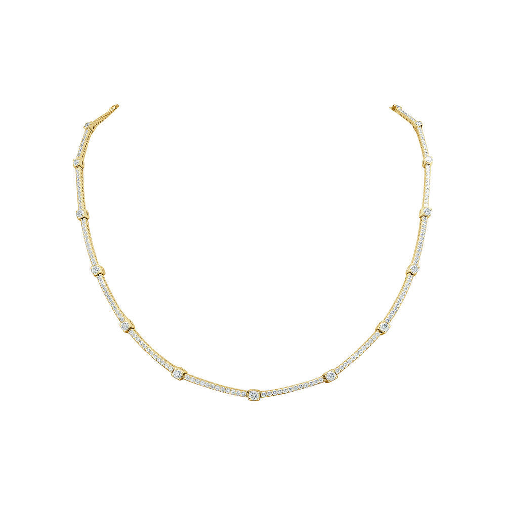 18K Gold Diamond Tennis Necklace - Yellow