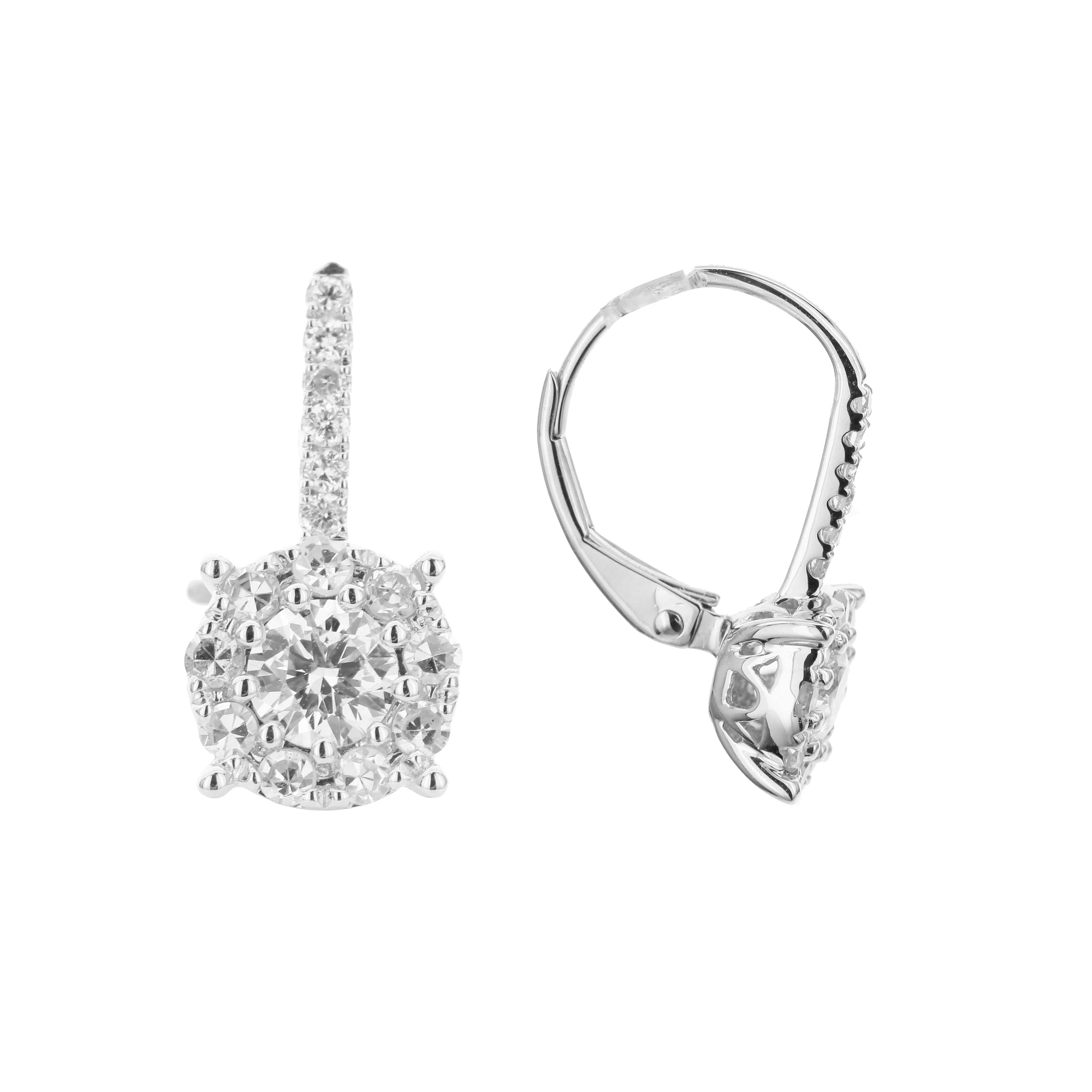 Centered Round Diamond Earrings-White
