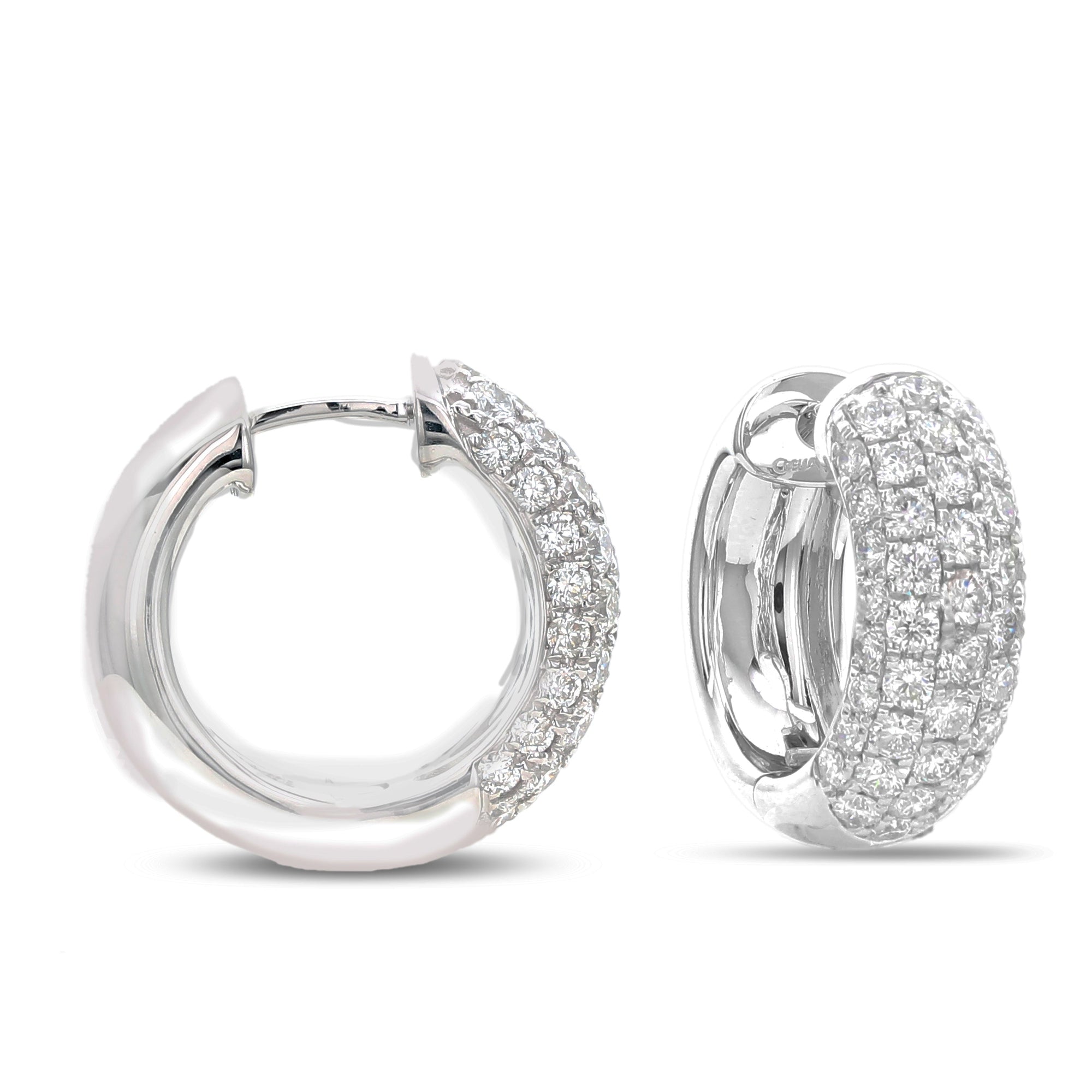 Huggie Round Diamond Earrings-White