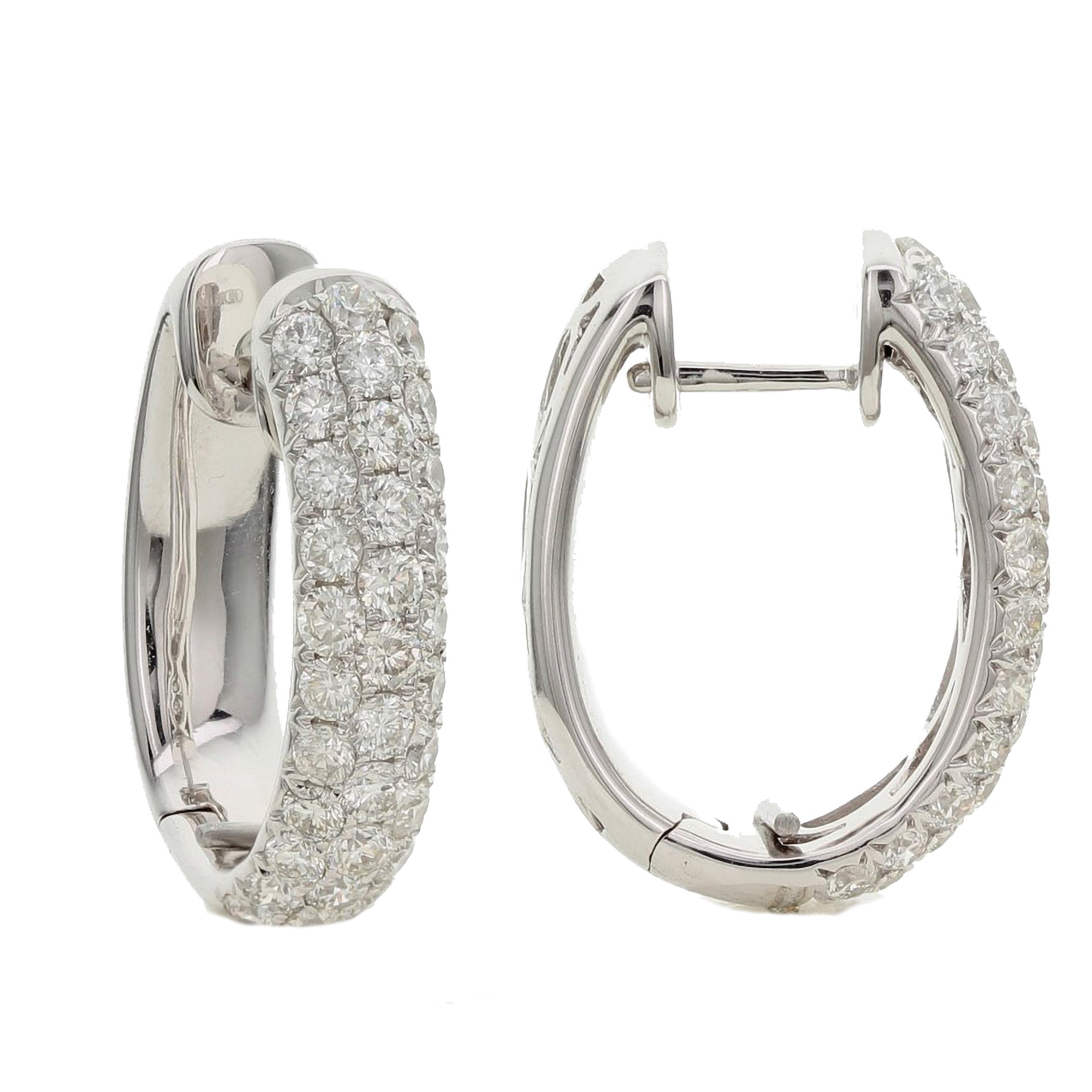 Huggie Round Diamond Earrings-White