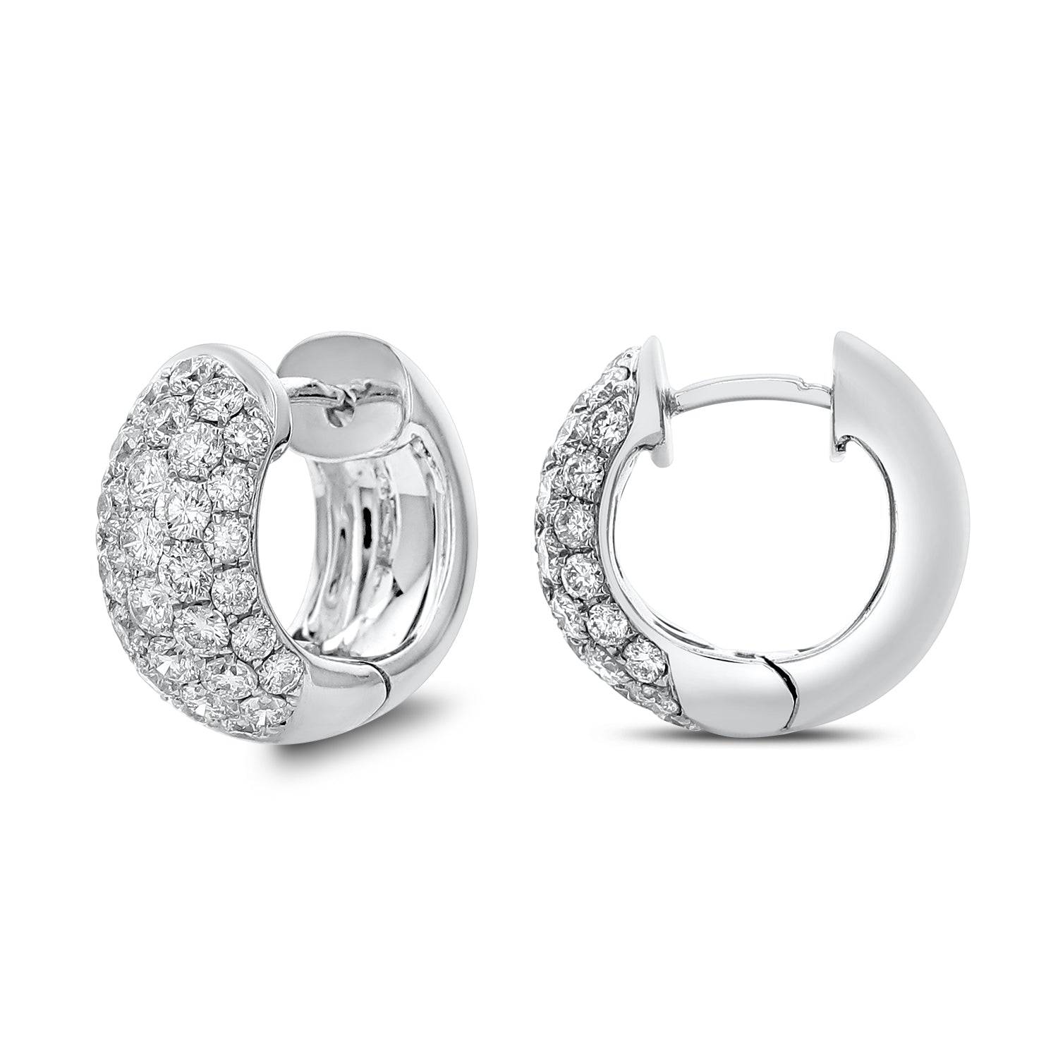 Huggie Round Diamond Earrings-White