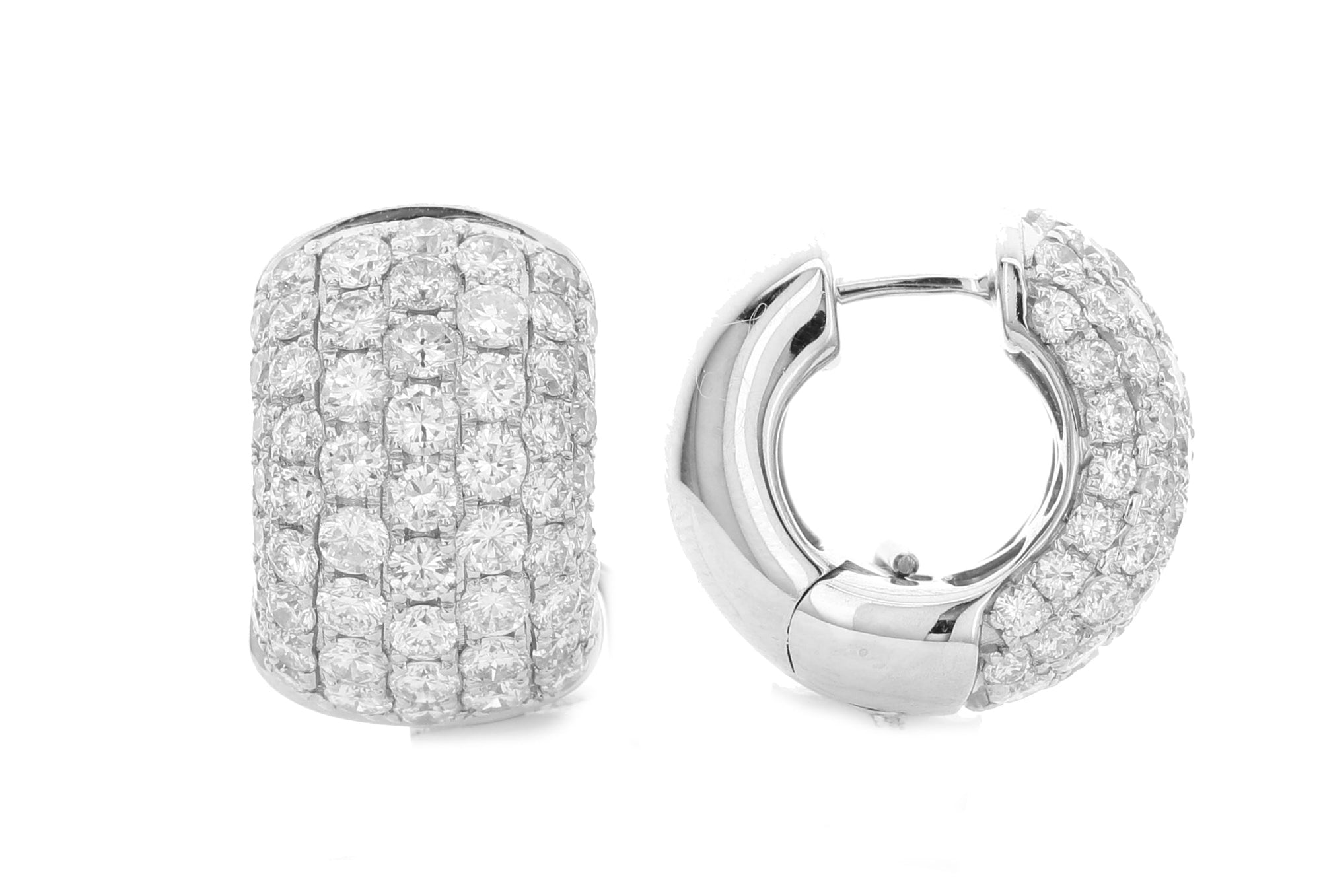 Huggie Round Diamond Earrings-White