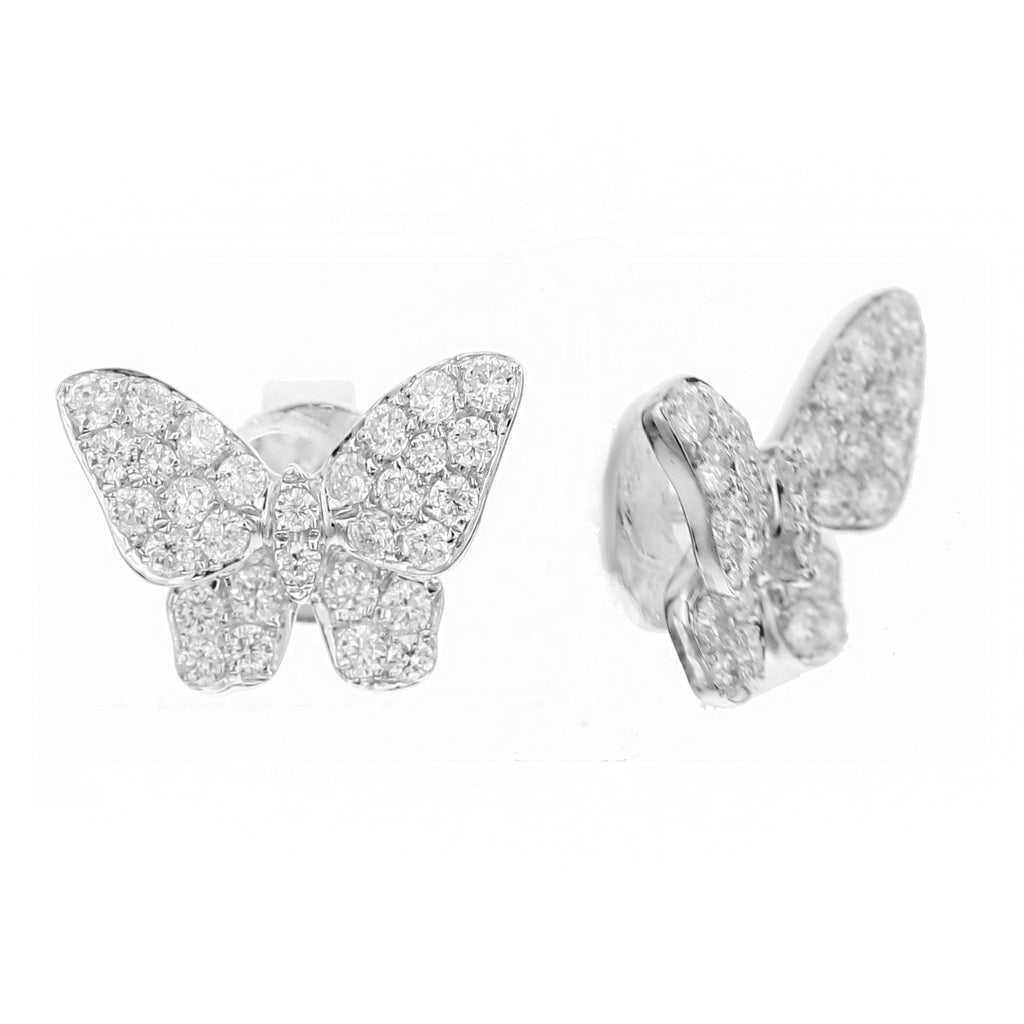 Butterfly Round Diamond Earrings-White