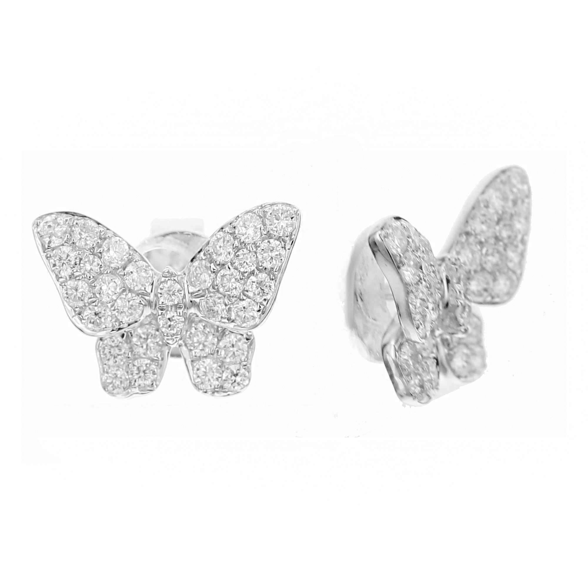 Butterfly Round Diamond Earrings-White