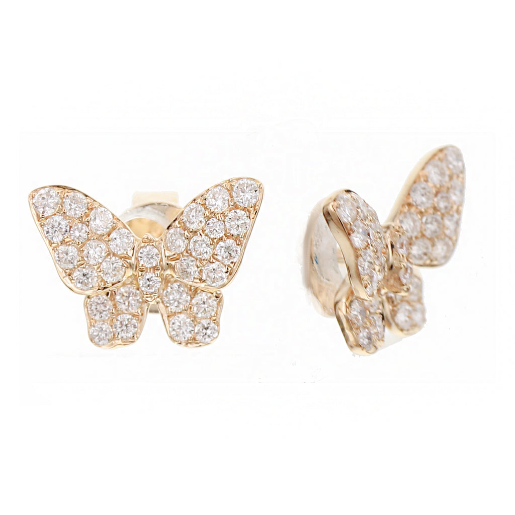 Butterfly Round Diamond Earrings-Yellow