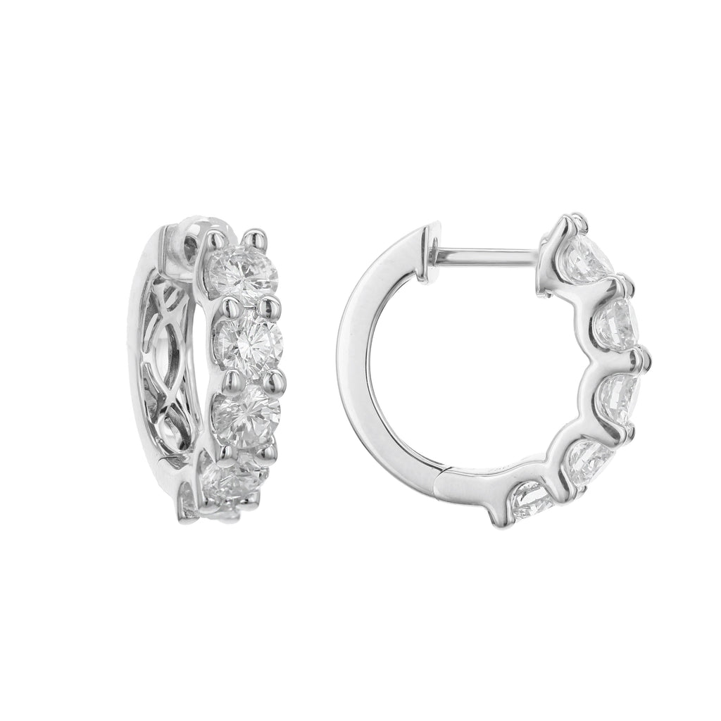 Round Diamond Earrings-White