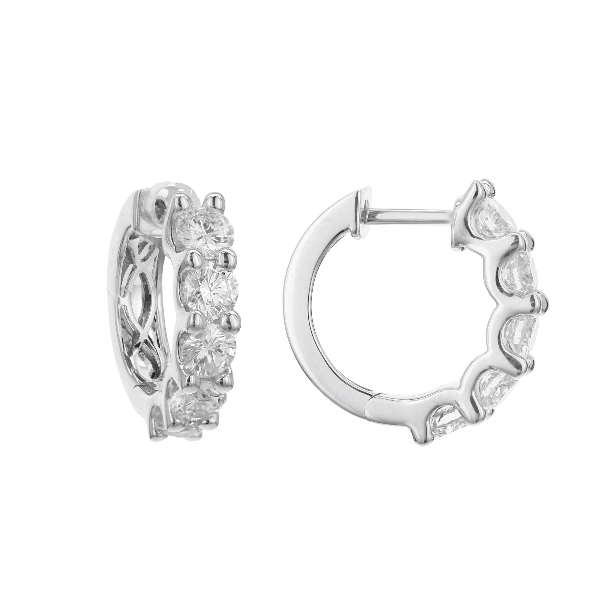 Round Diamond Earrings-White