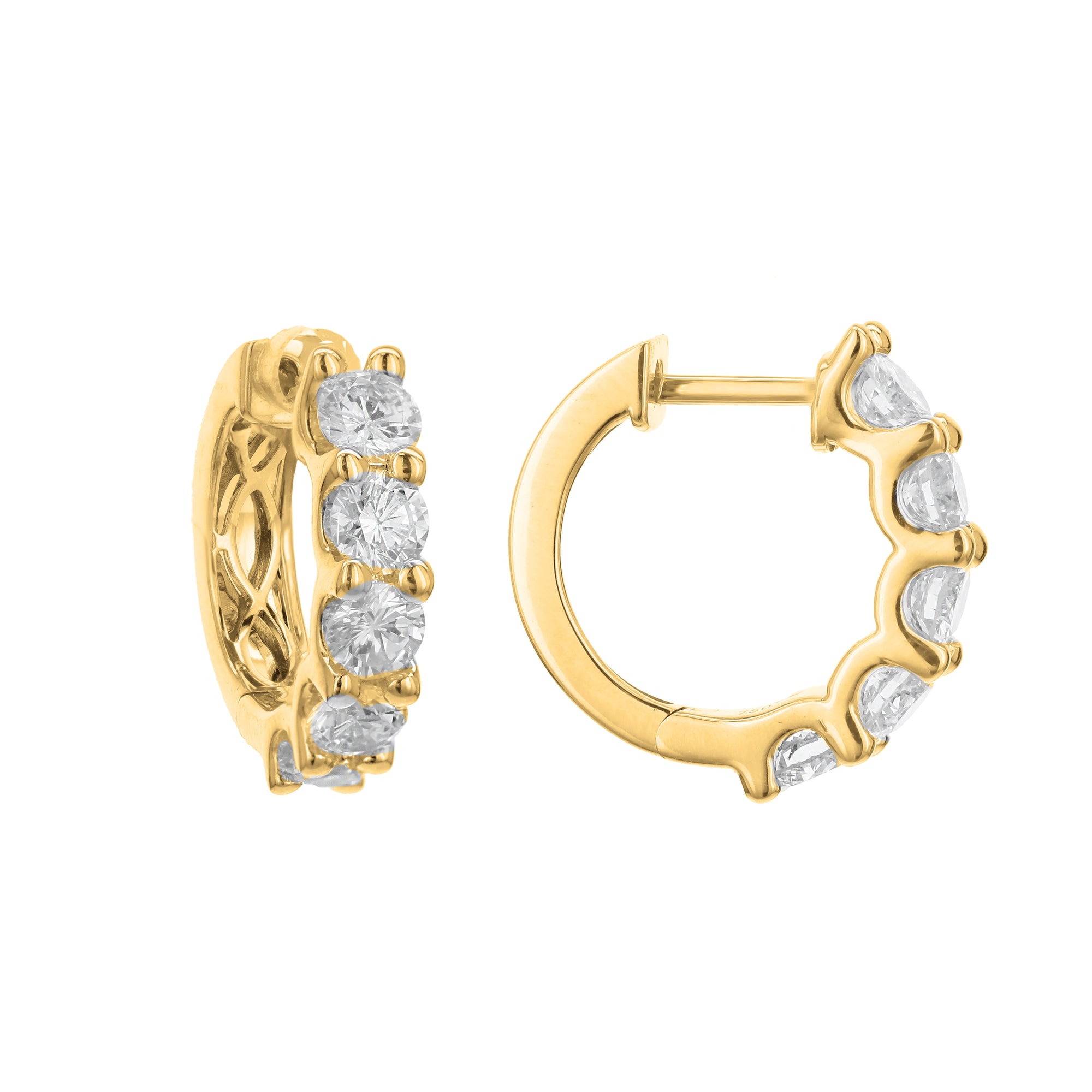 Round Diamond Earrings-Yellow