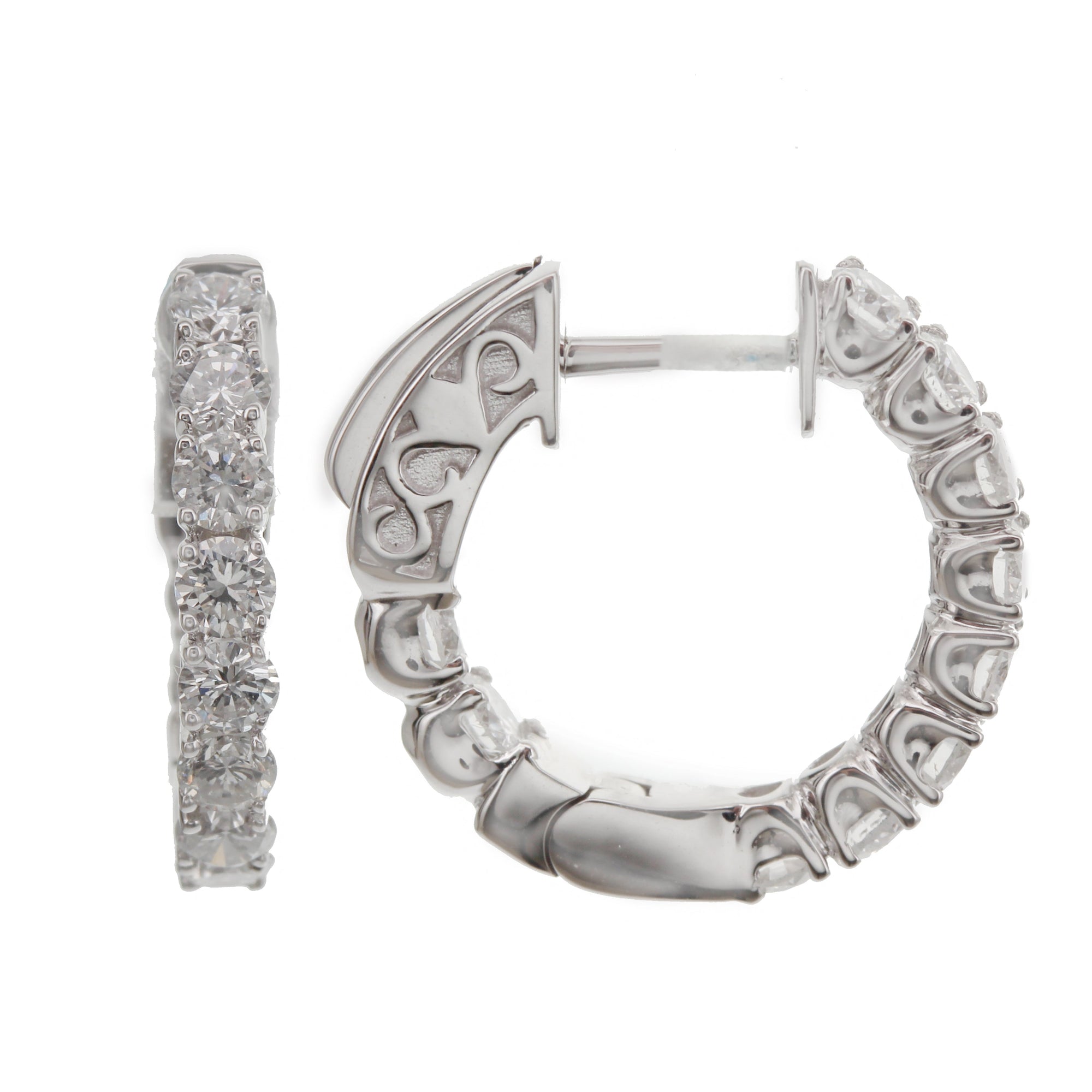 Round Diamond Earrings-White