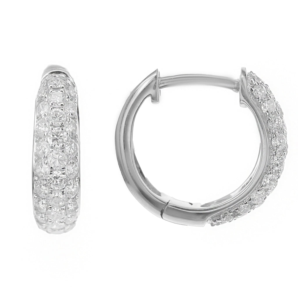 Huggie Round Diamond Earrings-White