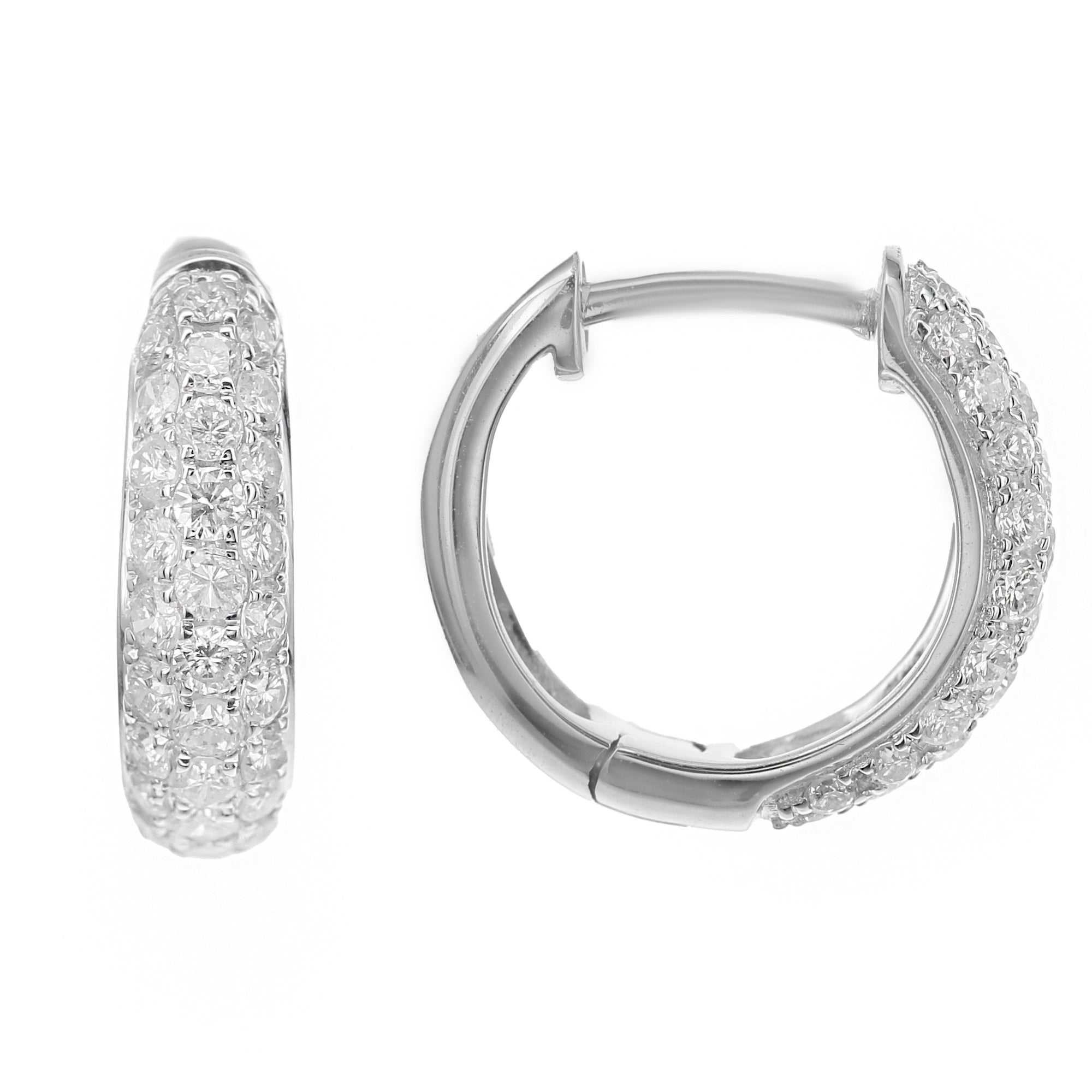 Huggie Round Diamond Earrings-White