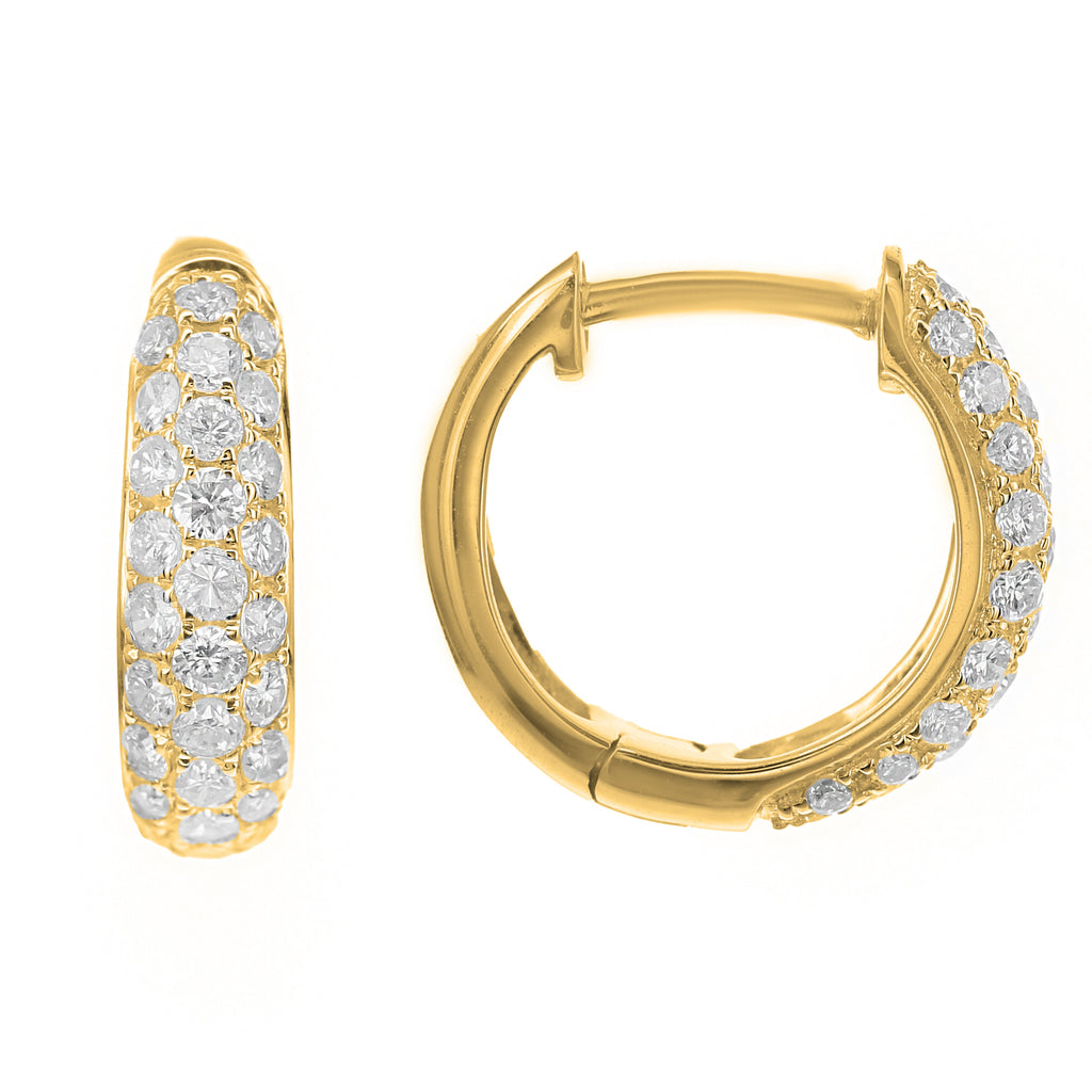 Huggie Round Diamond Earrings-Yellow