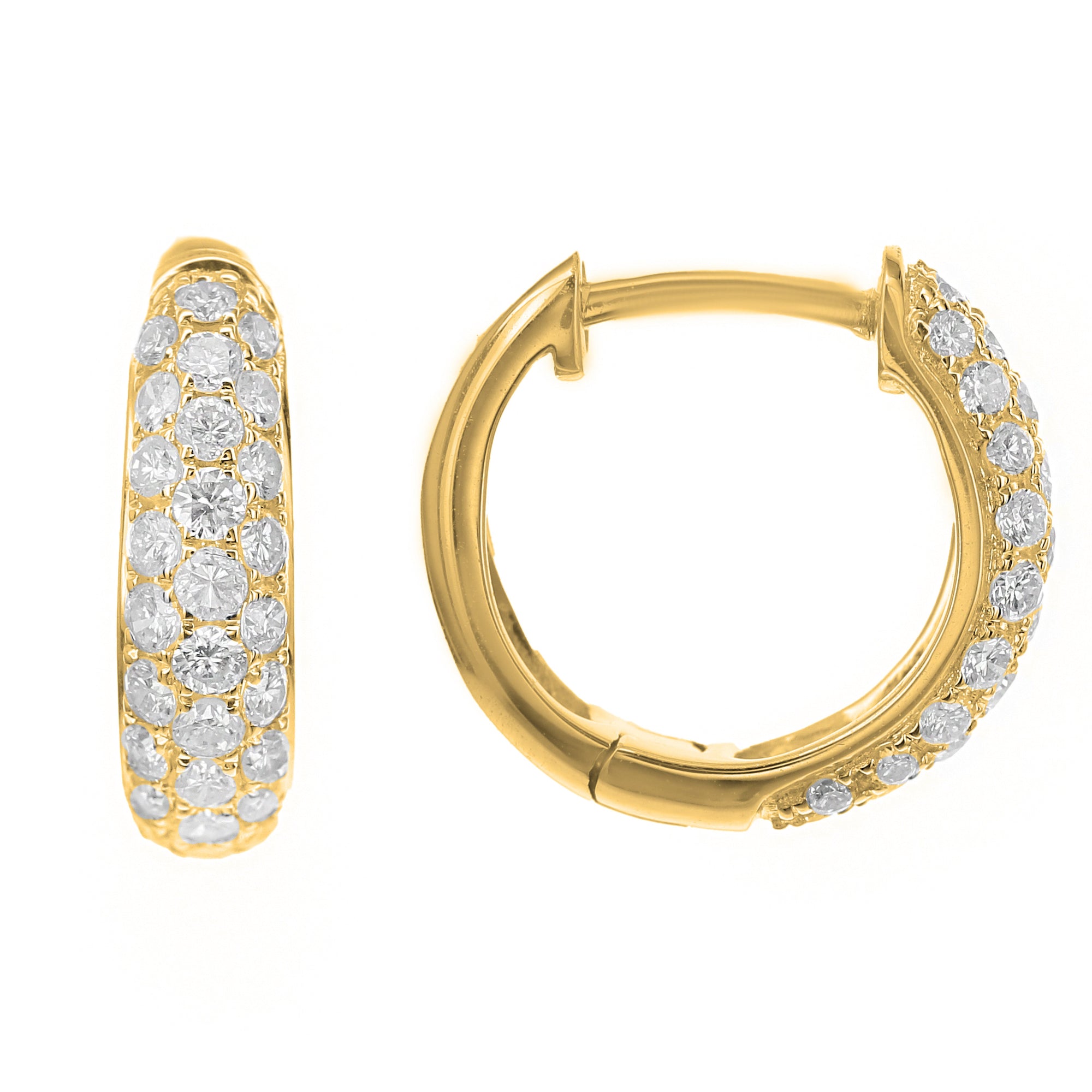 Huggie Round Diamond Earrings-Yellow