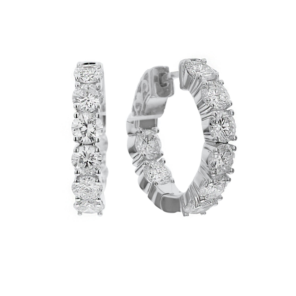 Round Diamond Earrings-White