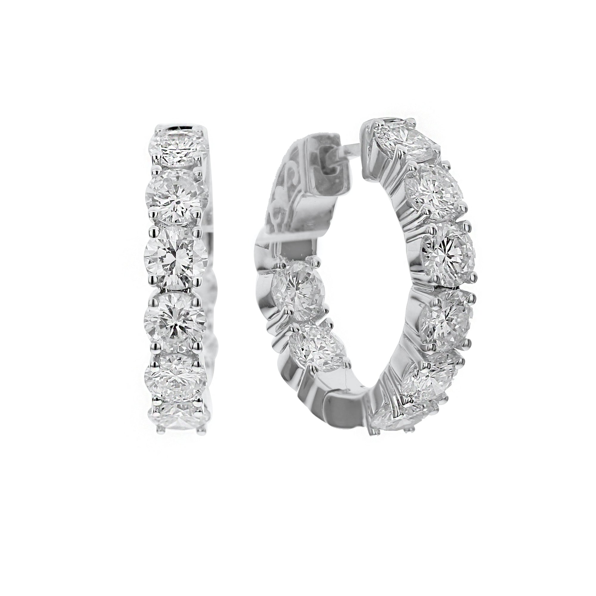 Round Diamond Earrings-White