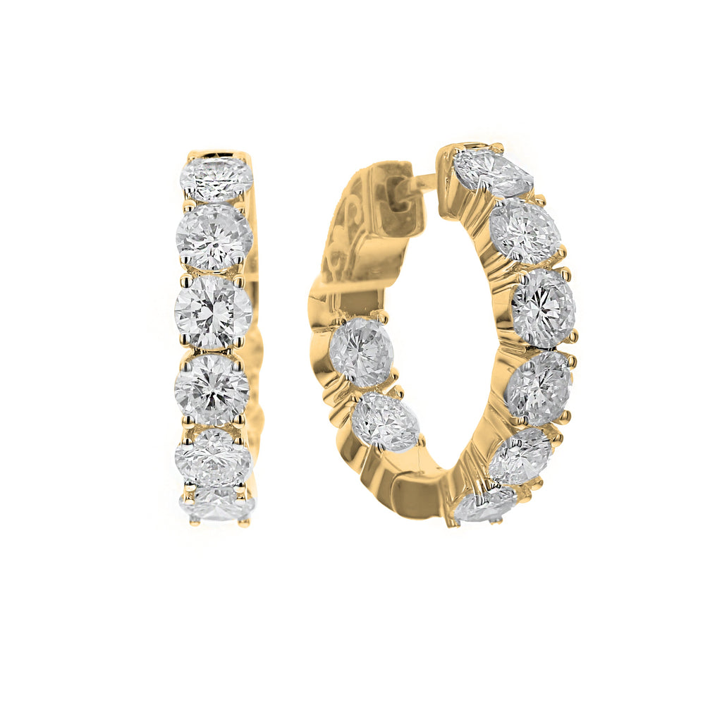 Round Diamond Earrings-Yellow