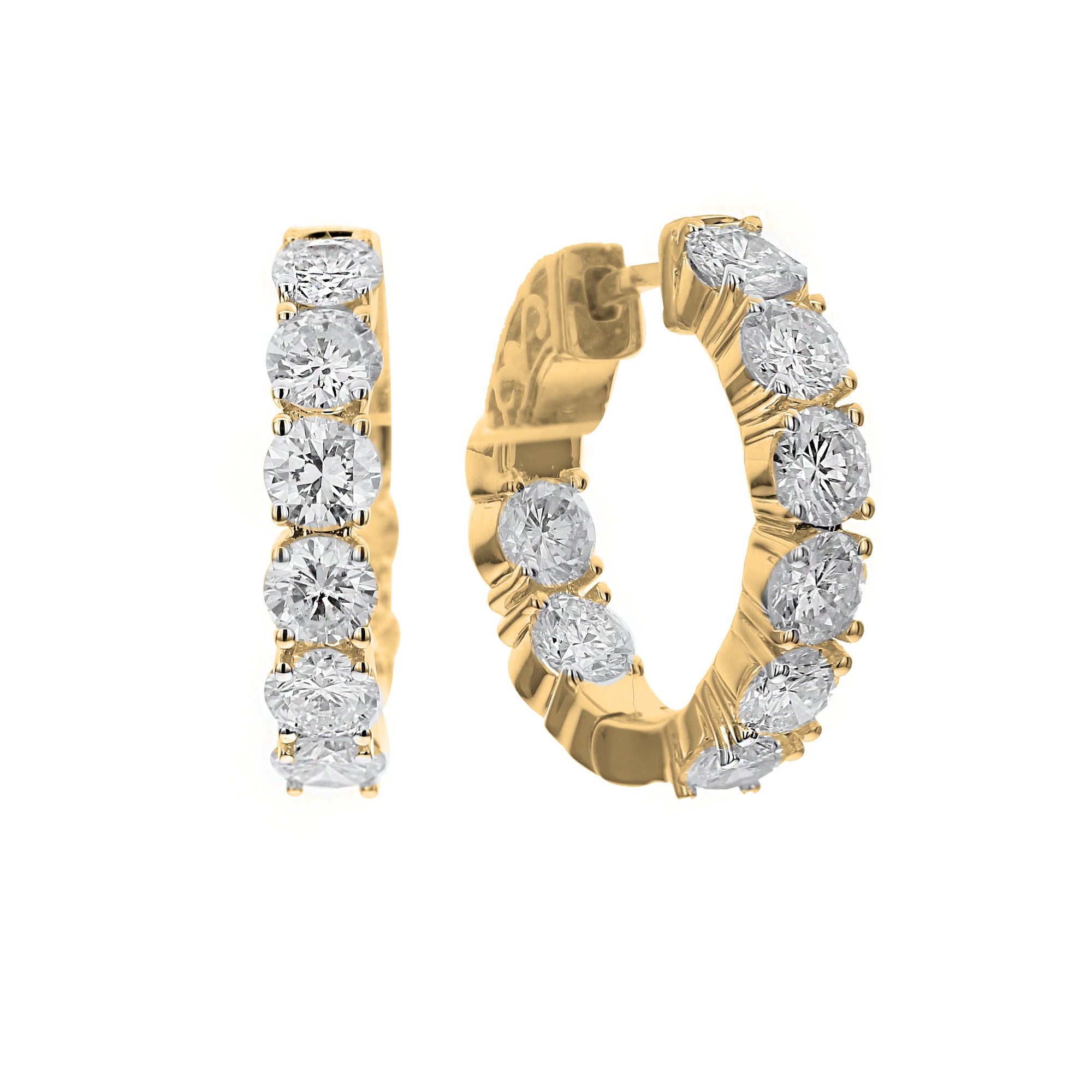 Round Diamond Earrings-Yellow