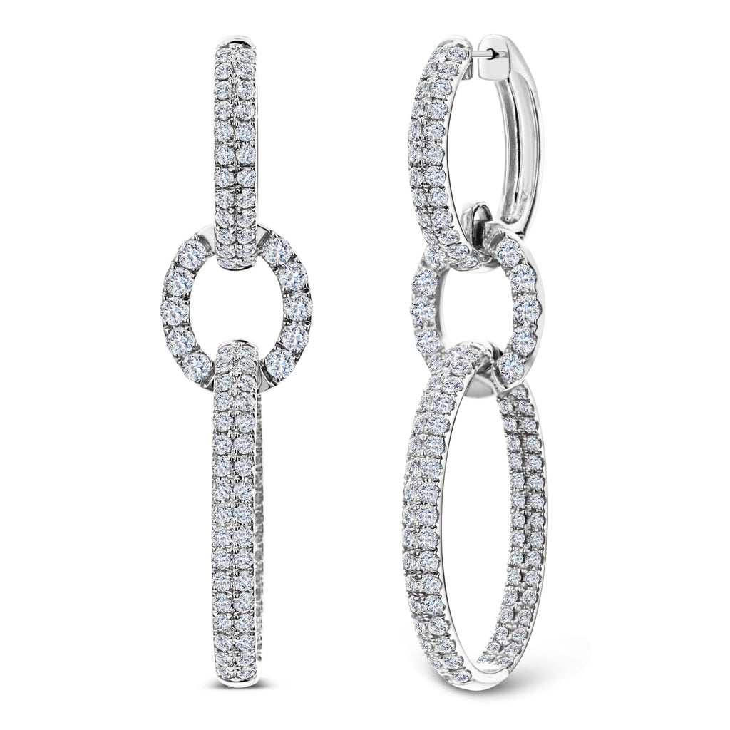 Round Diamond Earrings-White