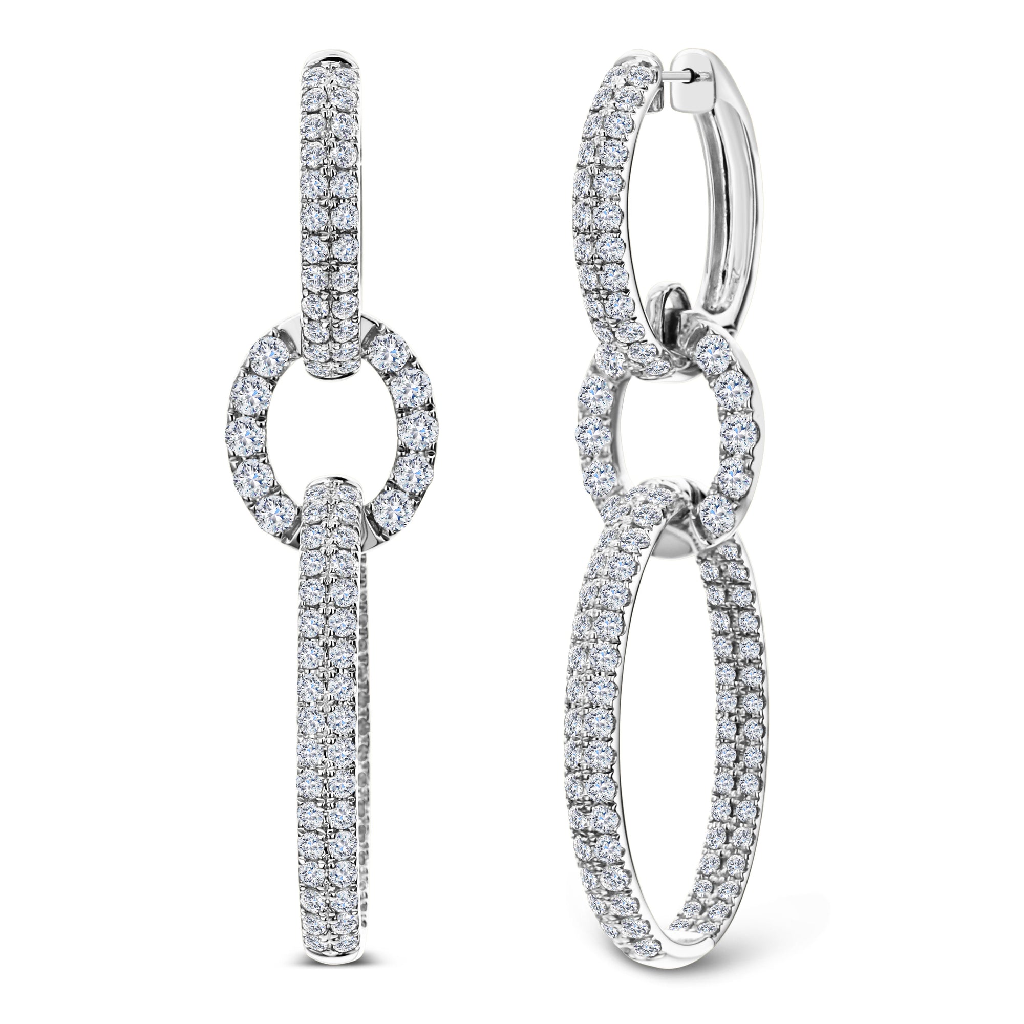 Round Diamond Earrings-White